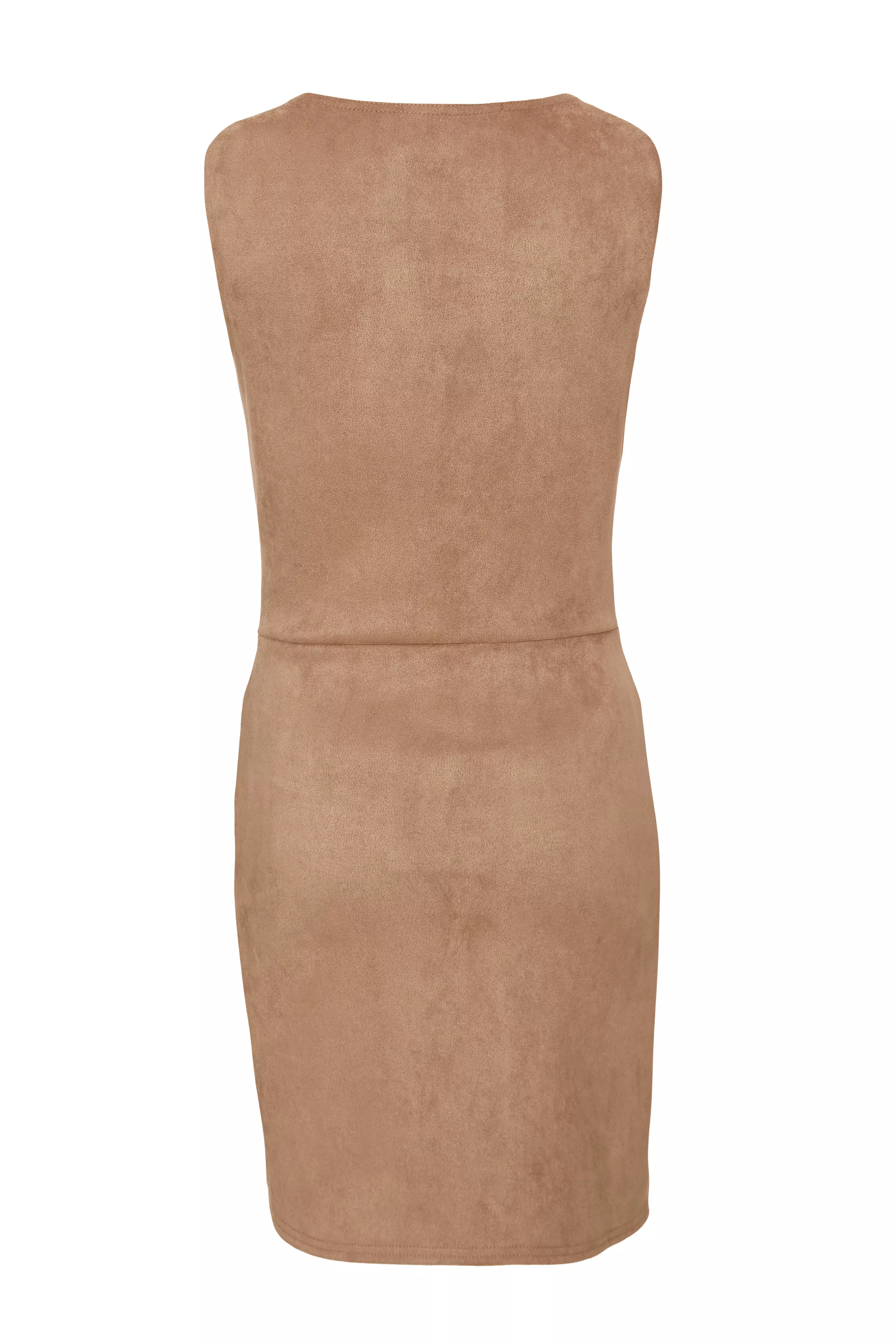 Tan Faux Suede Mini Dress