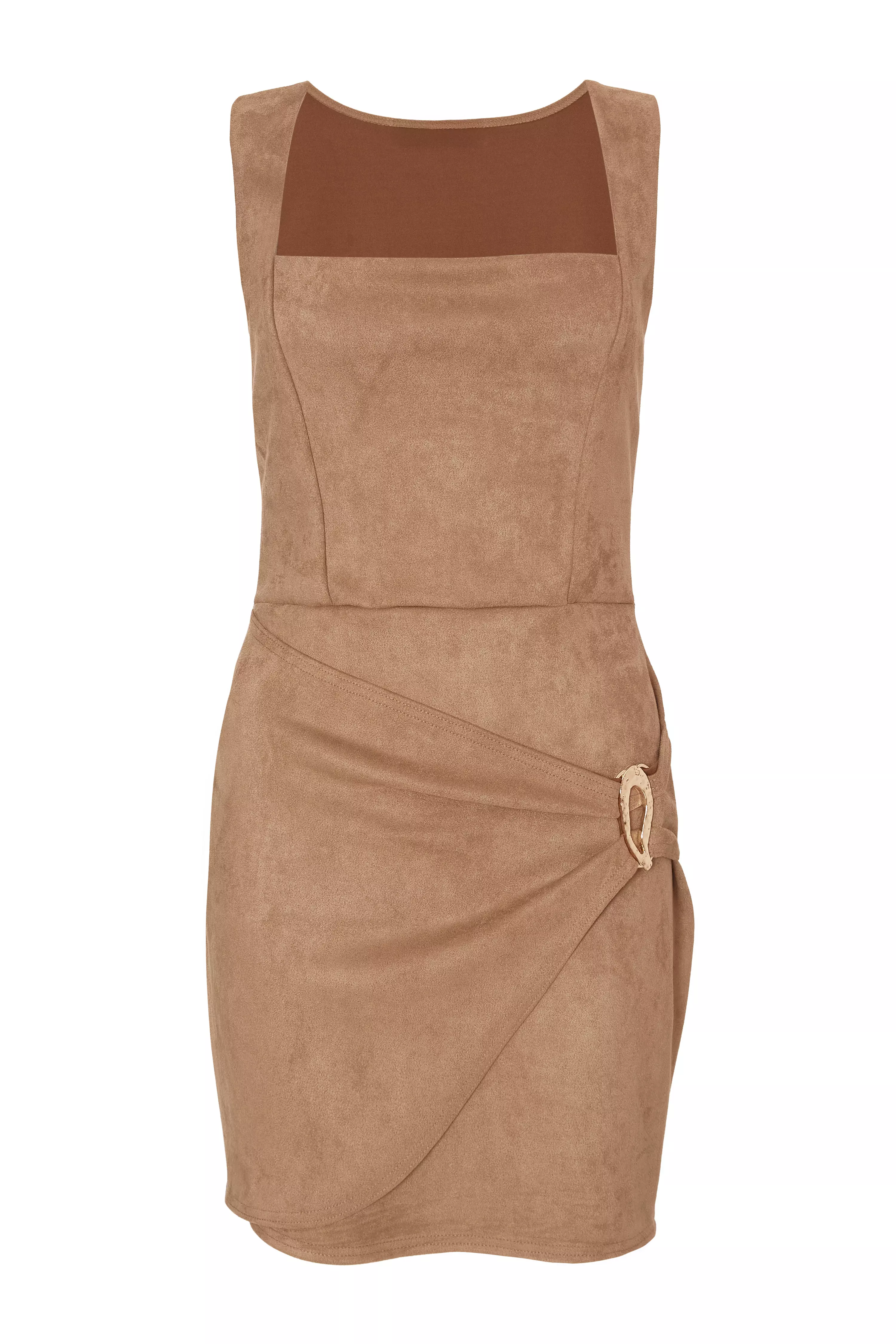 Tan Faux Suede Mini Dress