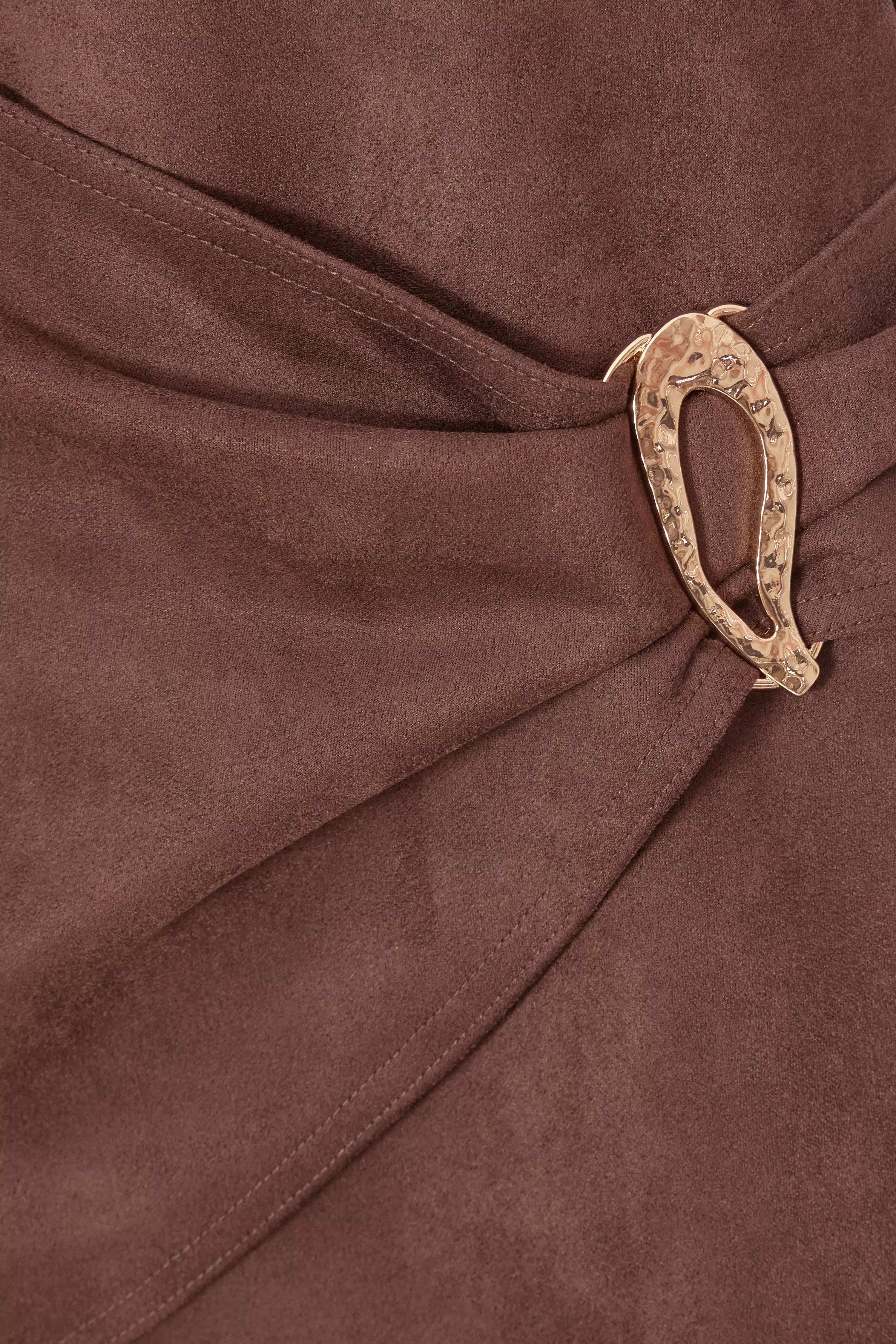 Brown Faux Suede Bandeau Playsuit