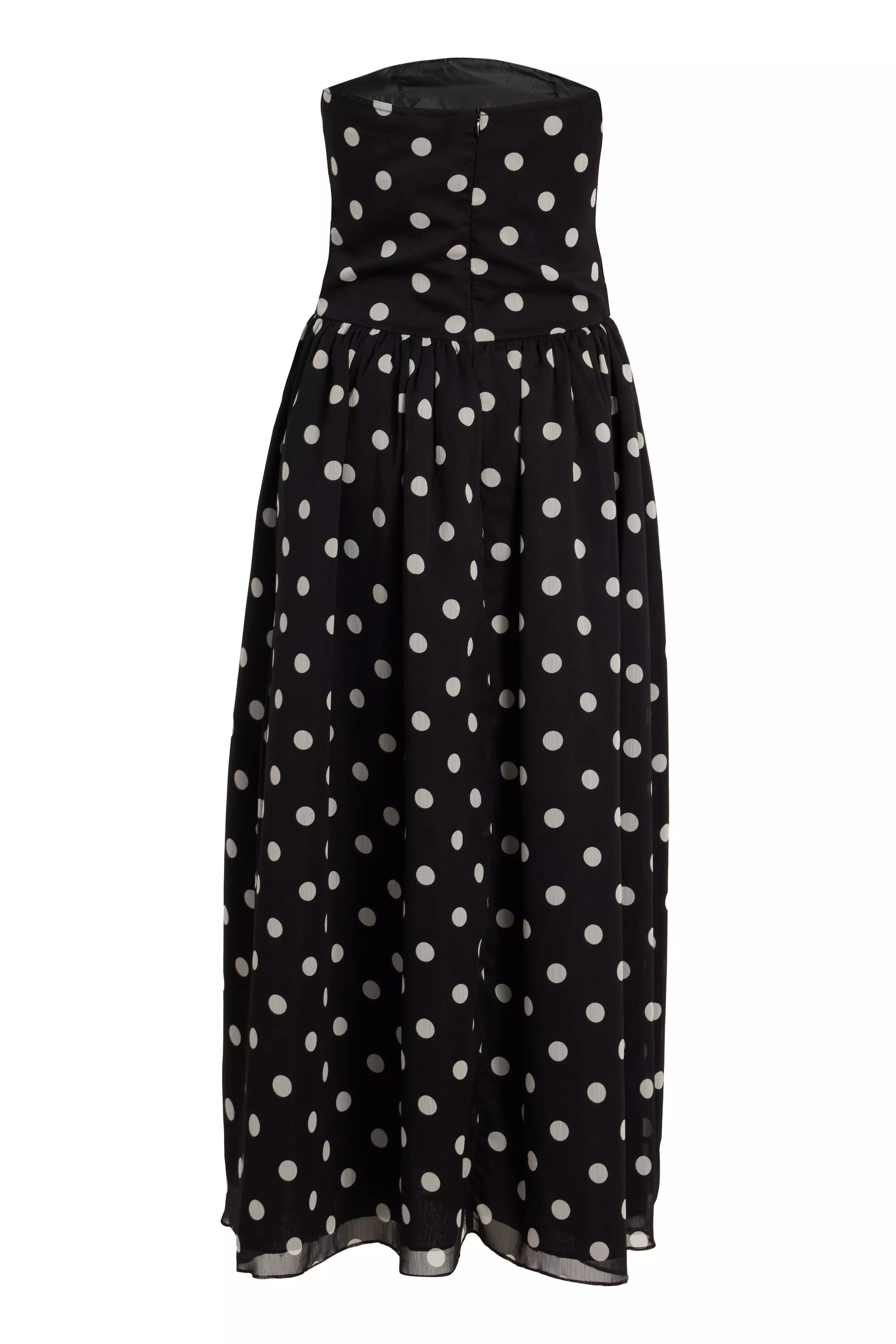 Black Chiffon Polka Dot Midi Dress