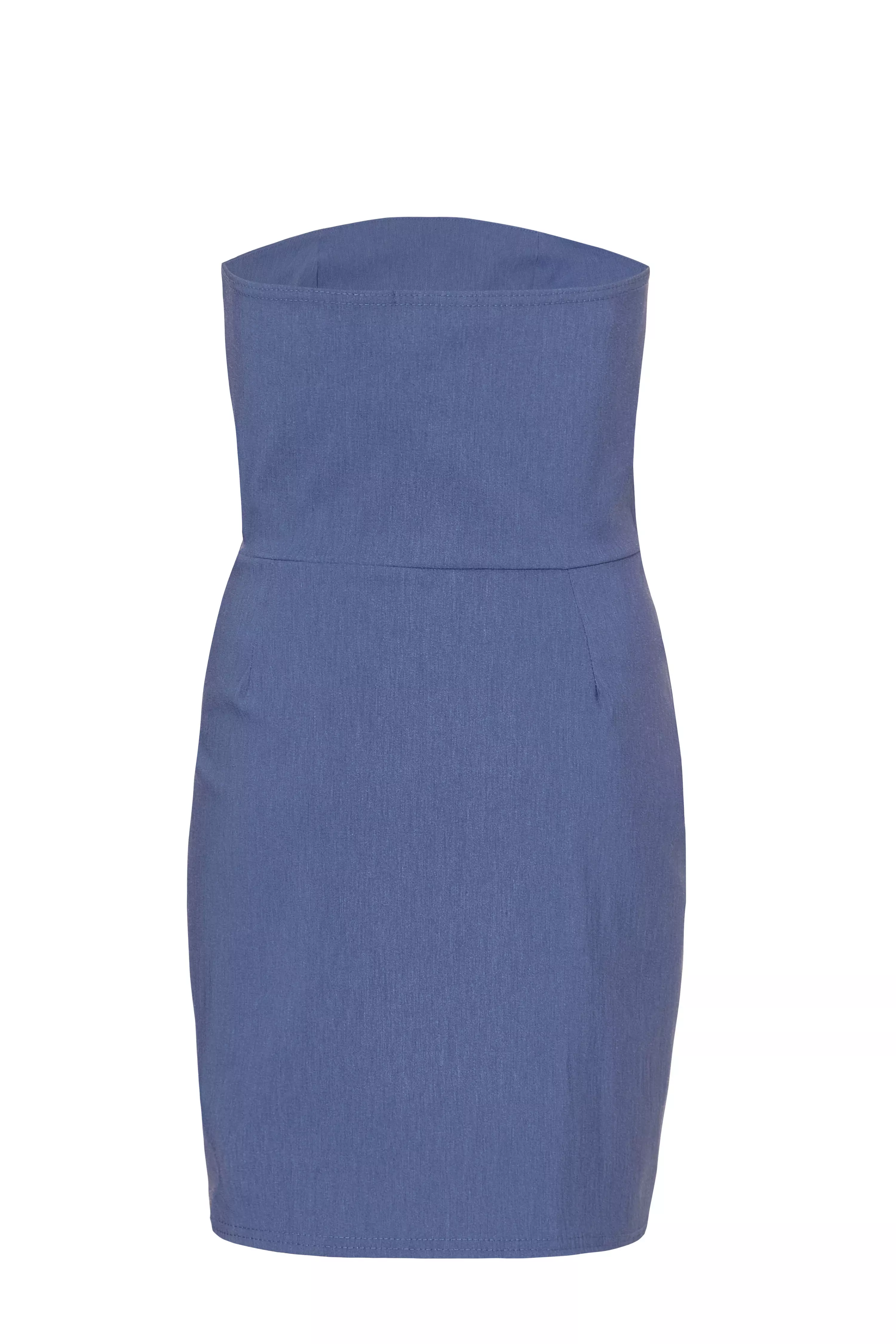 Blue Denim Bandeau Mini Dress