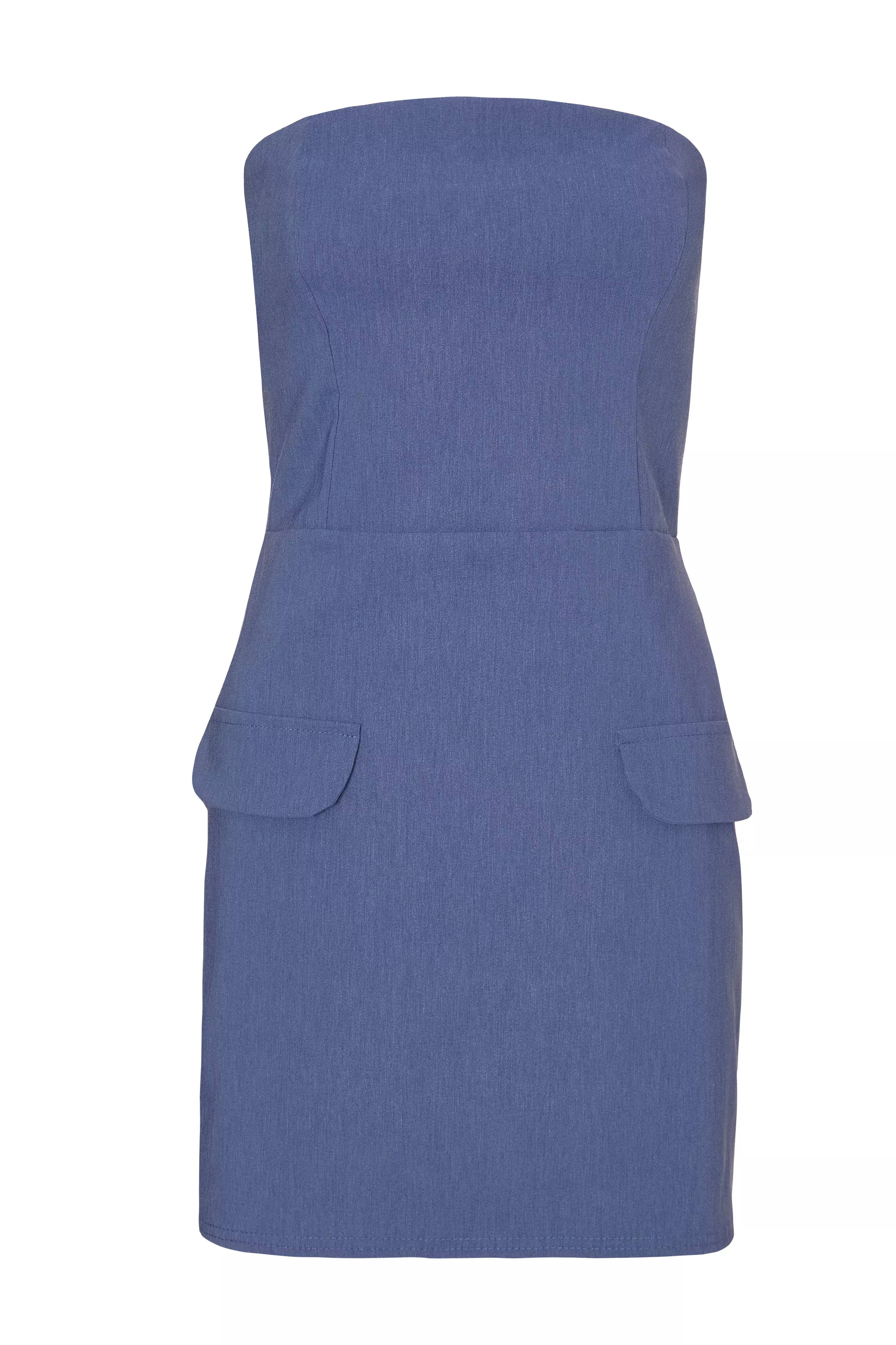 Blue Denim Bandeau Mini Dress