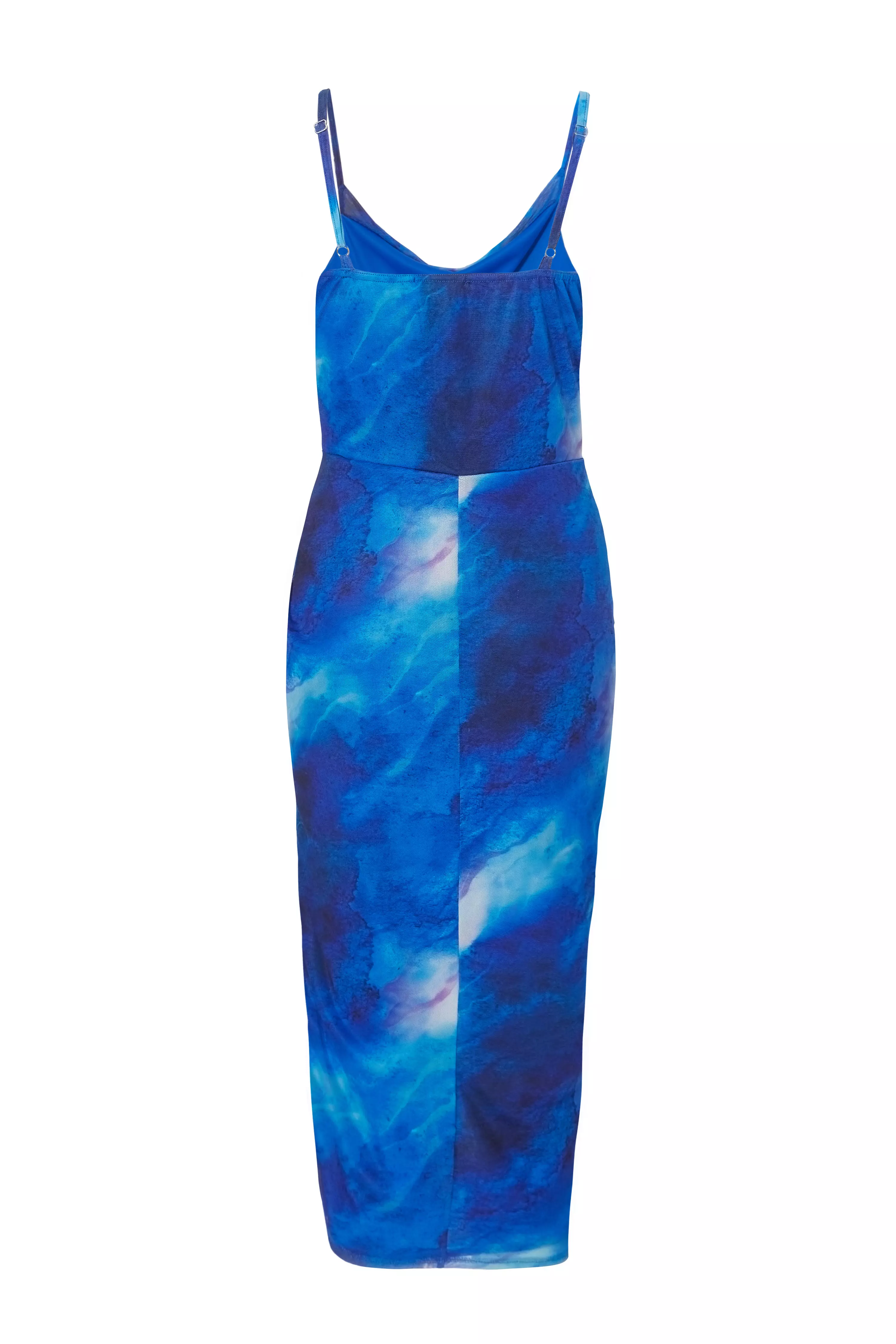Blue Mesh Marble Midi Dress
