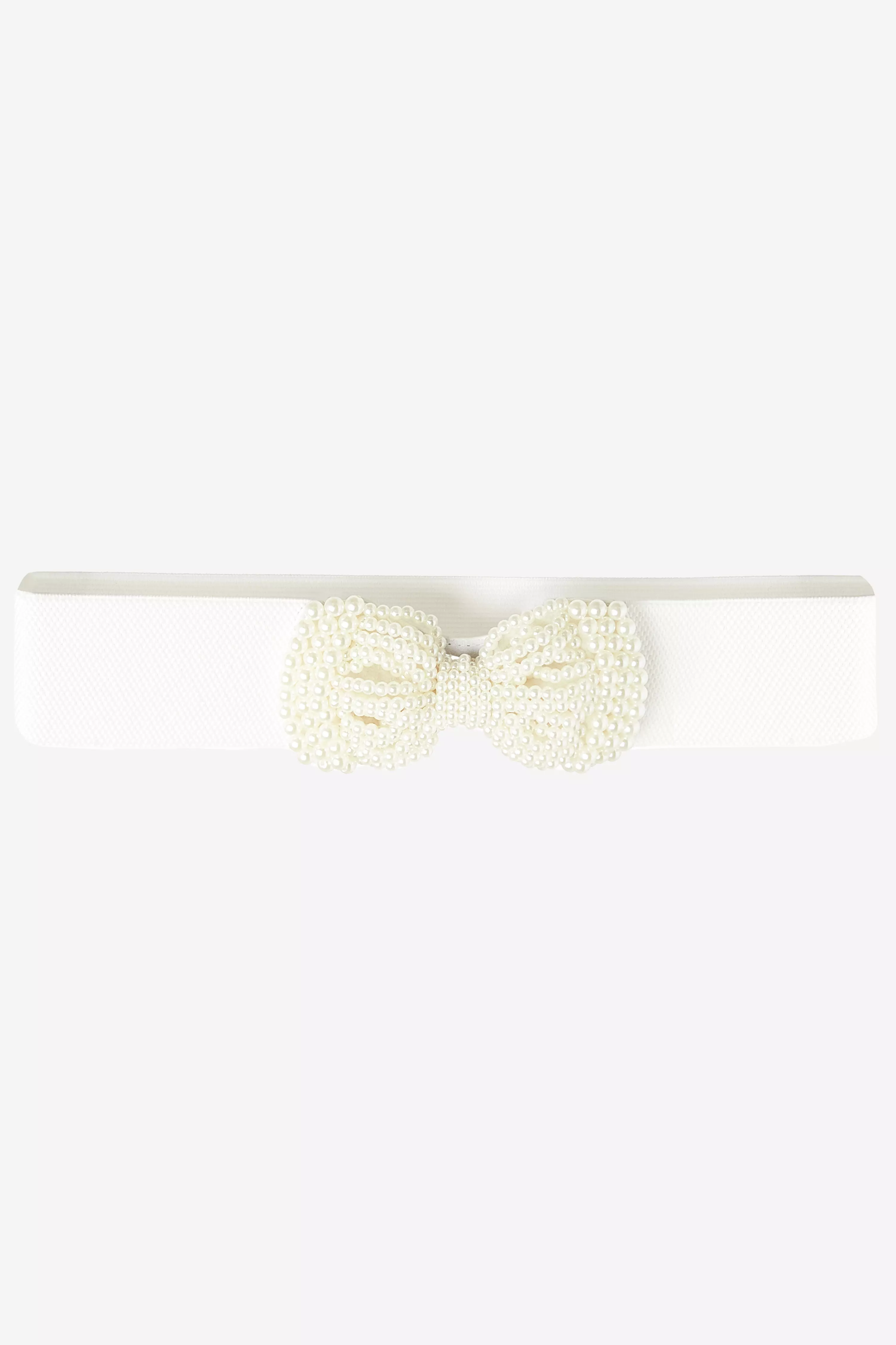 White Pearl Bow Stretch Belt