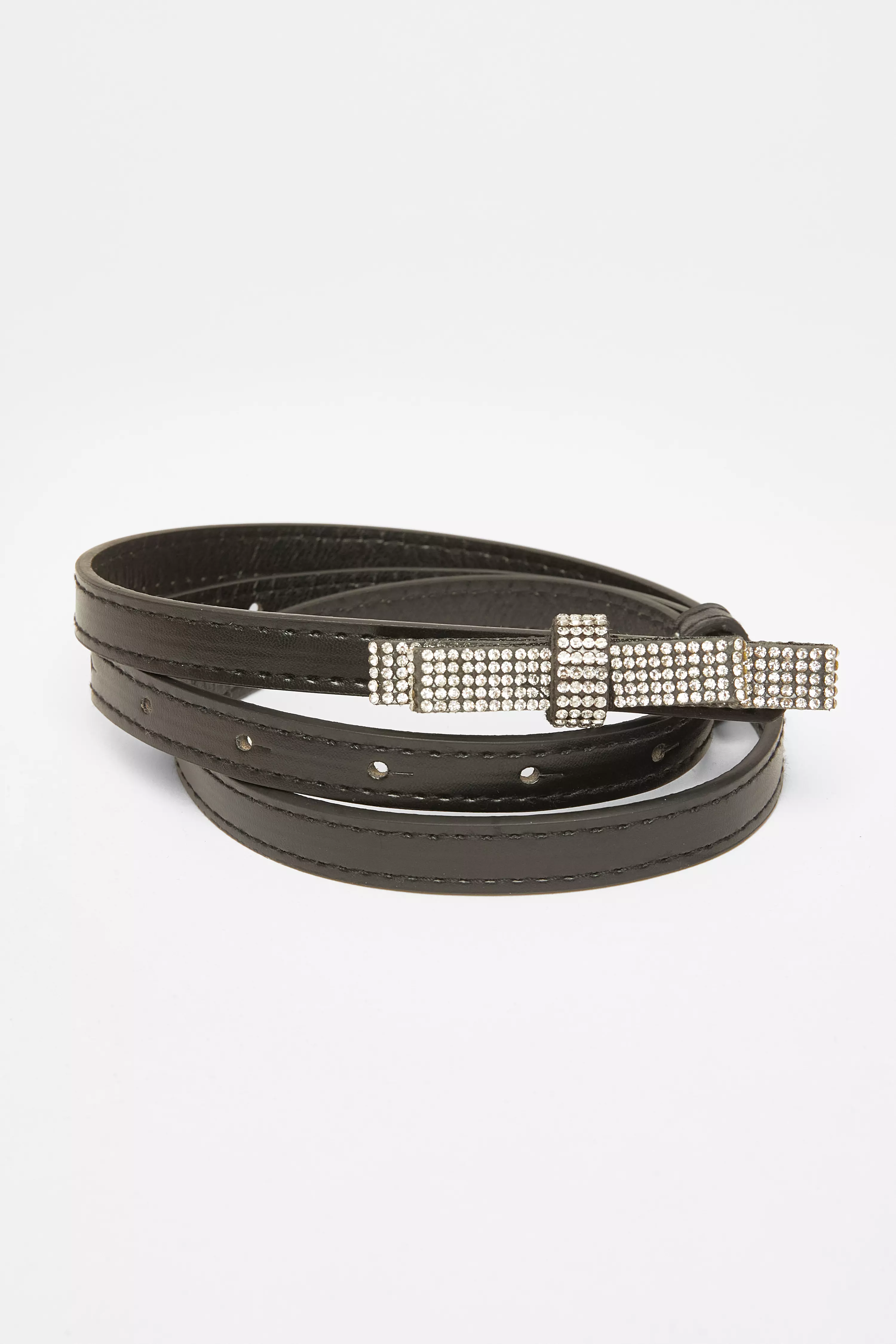 Black Diamante Bow Belt