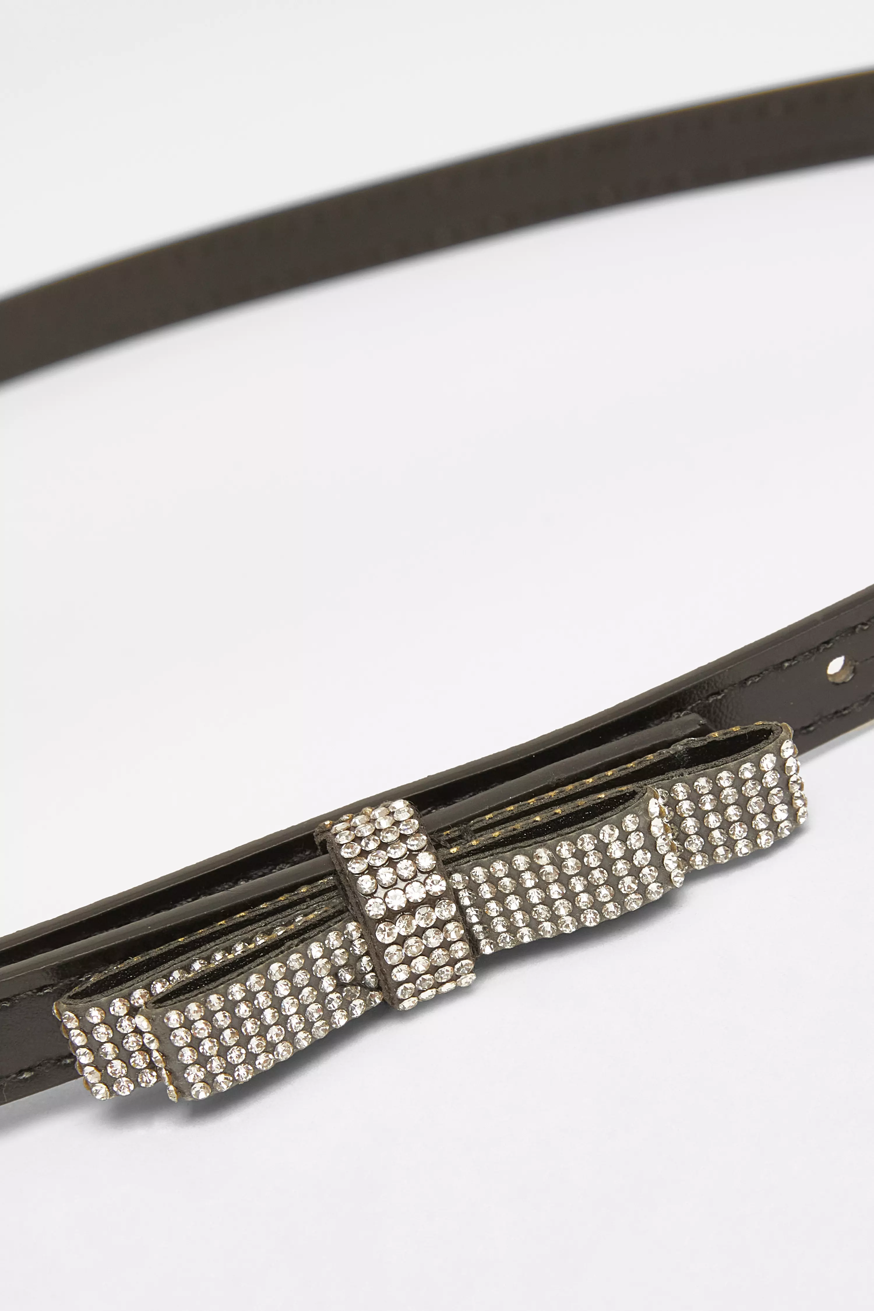 Black Diamante Bow Belt
