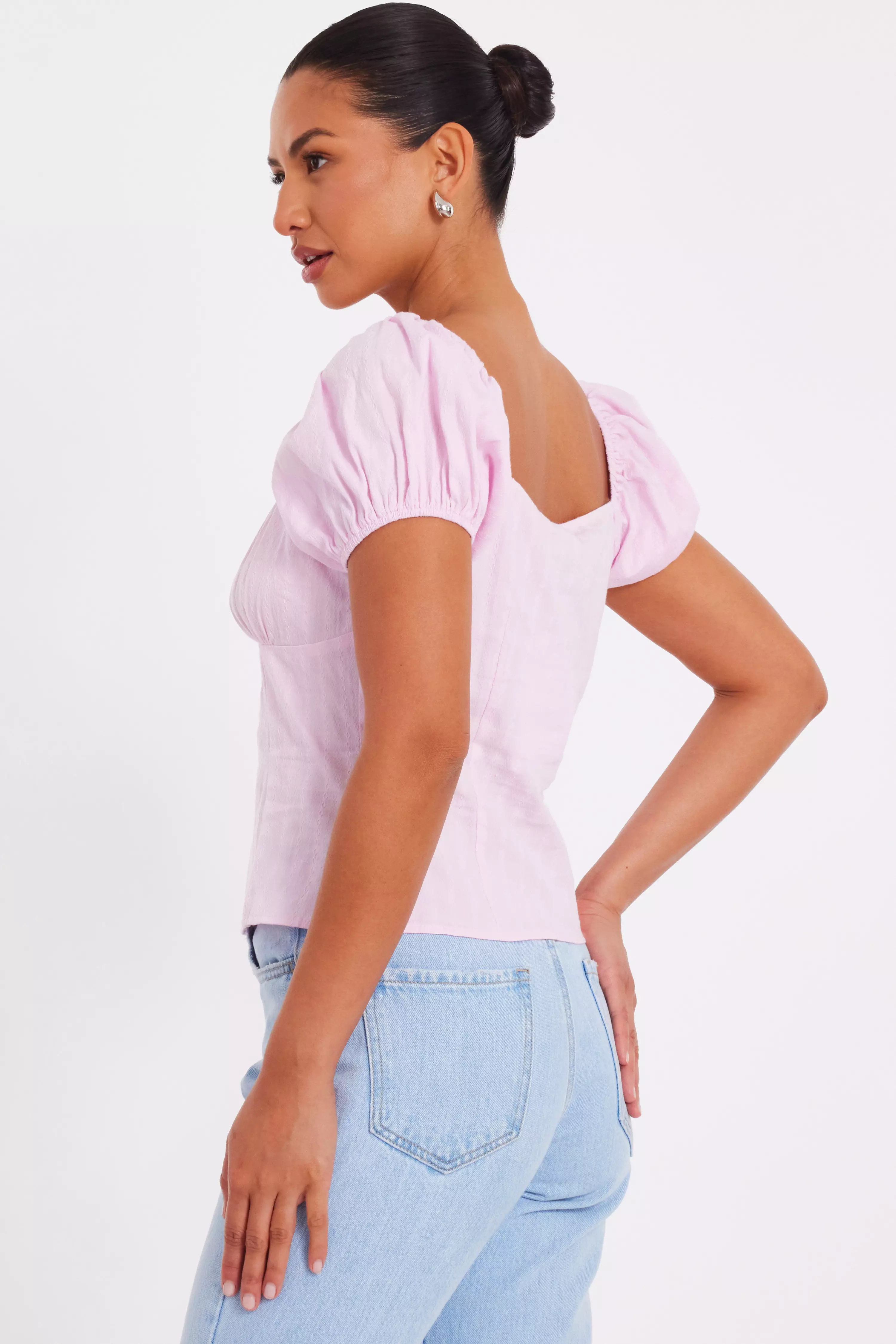 Baby Pink Button Front Top