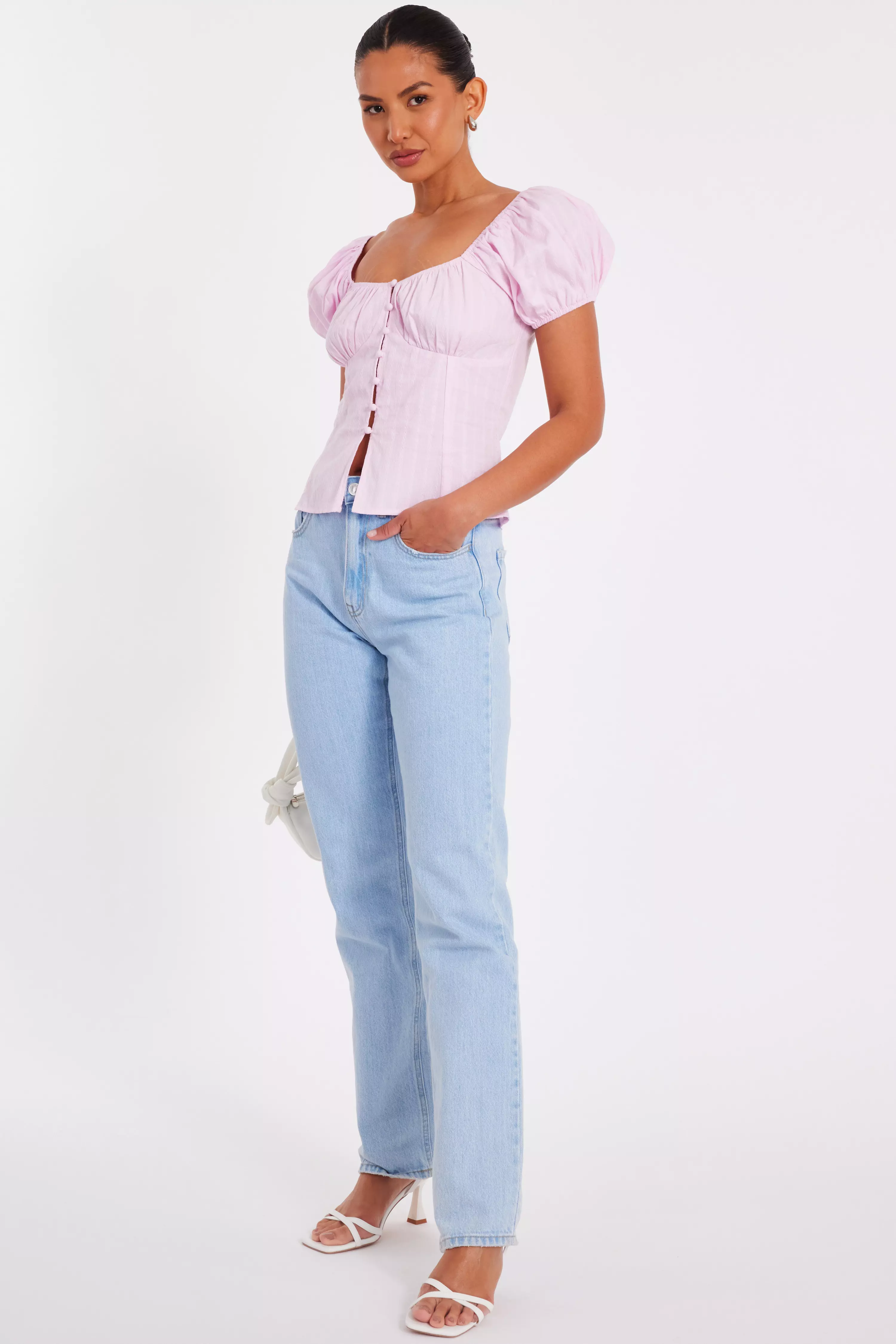 Baby Pink Button Front Top