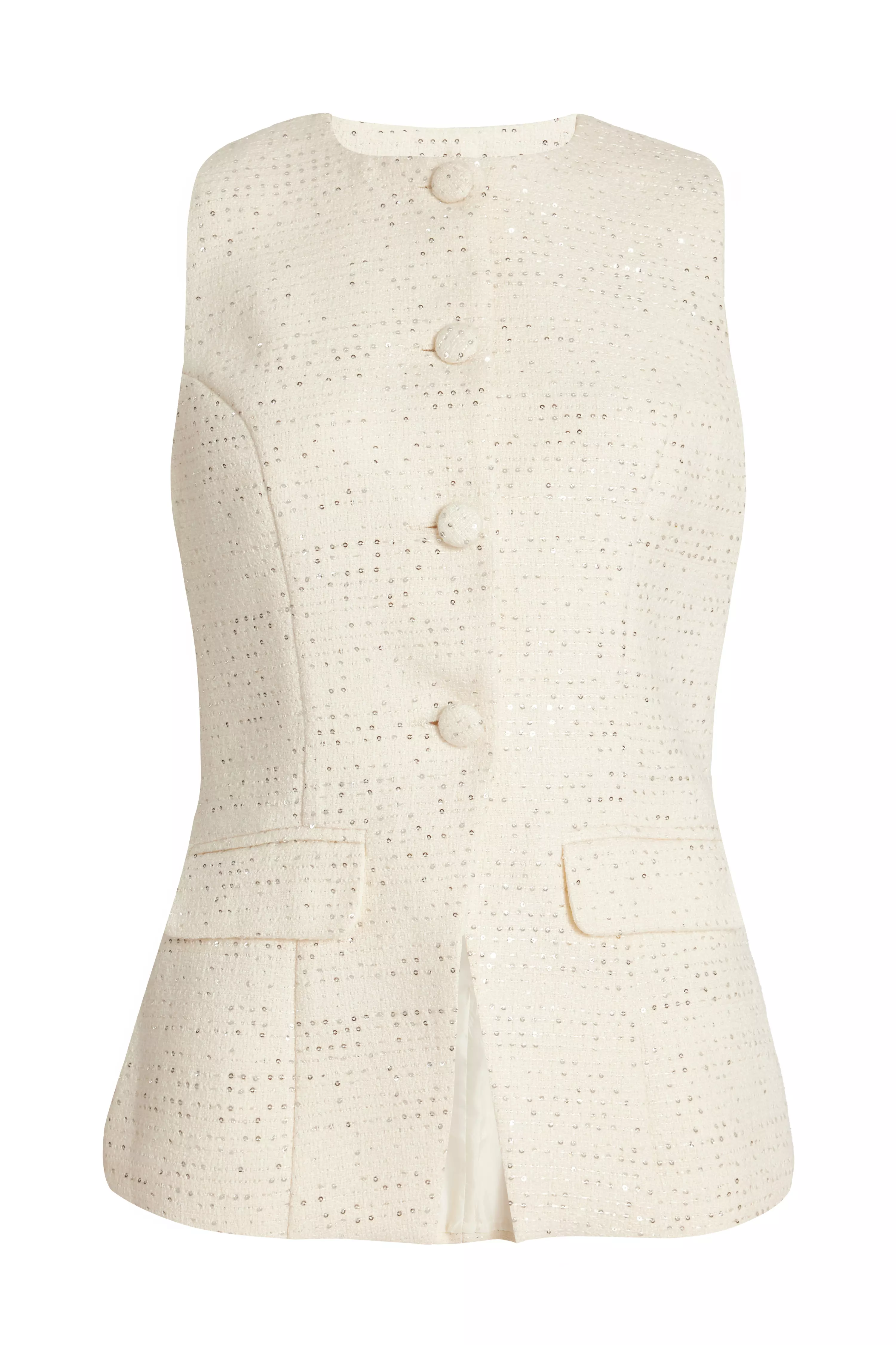 Cream Boucle Sequin Waistcoat