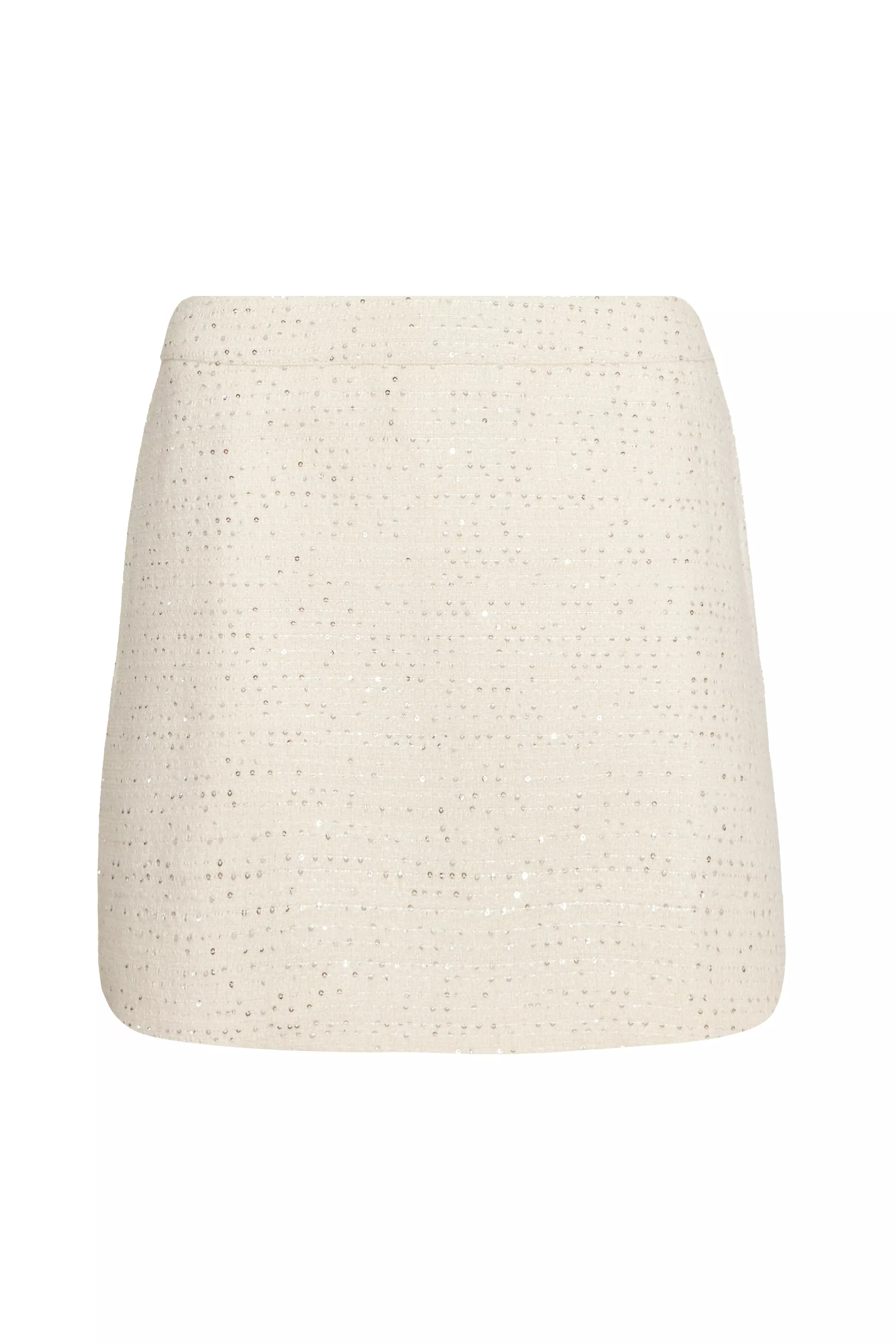 Cream Boucle Sequin Mini Skirt