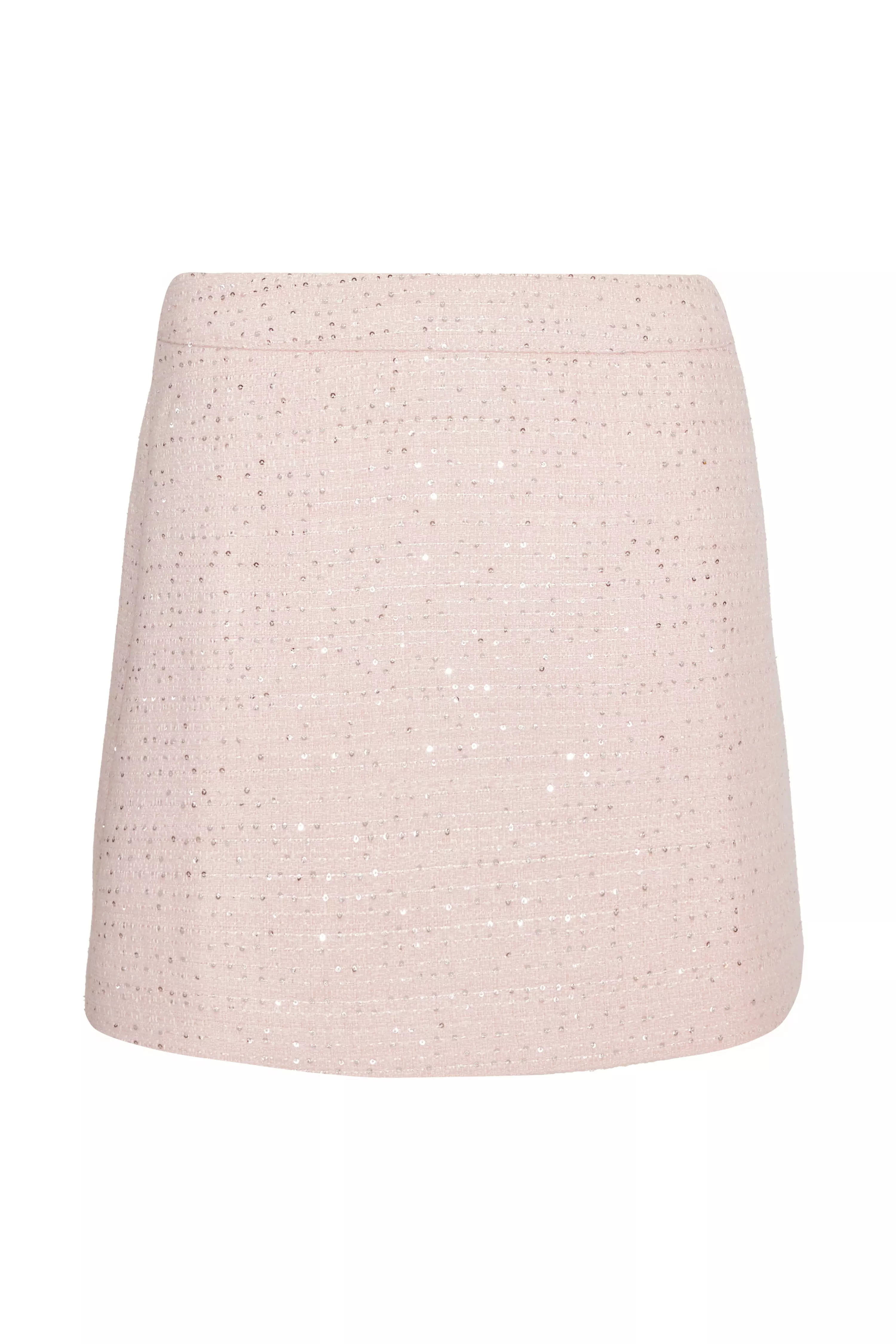 Pink Boucle Sequin Mini Skirt