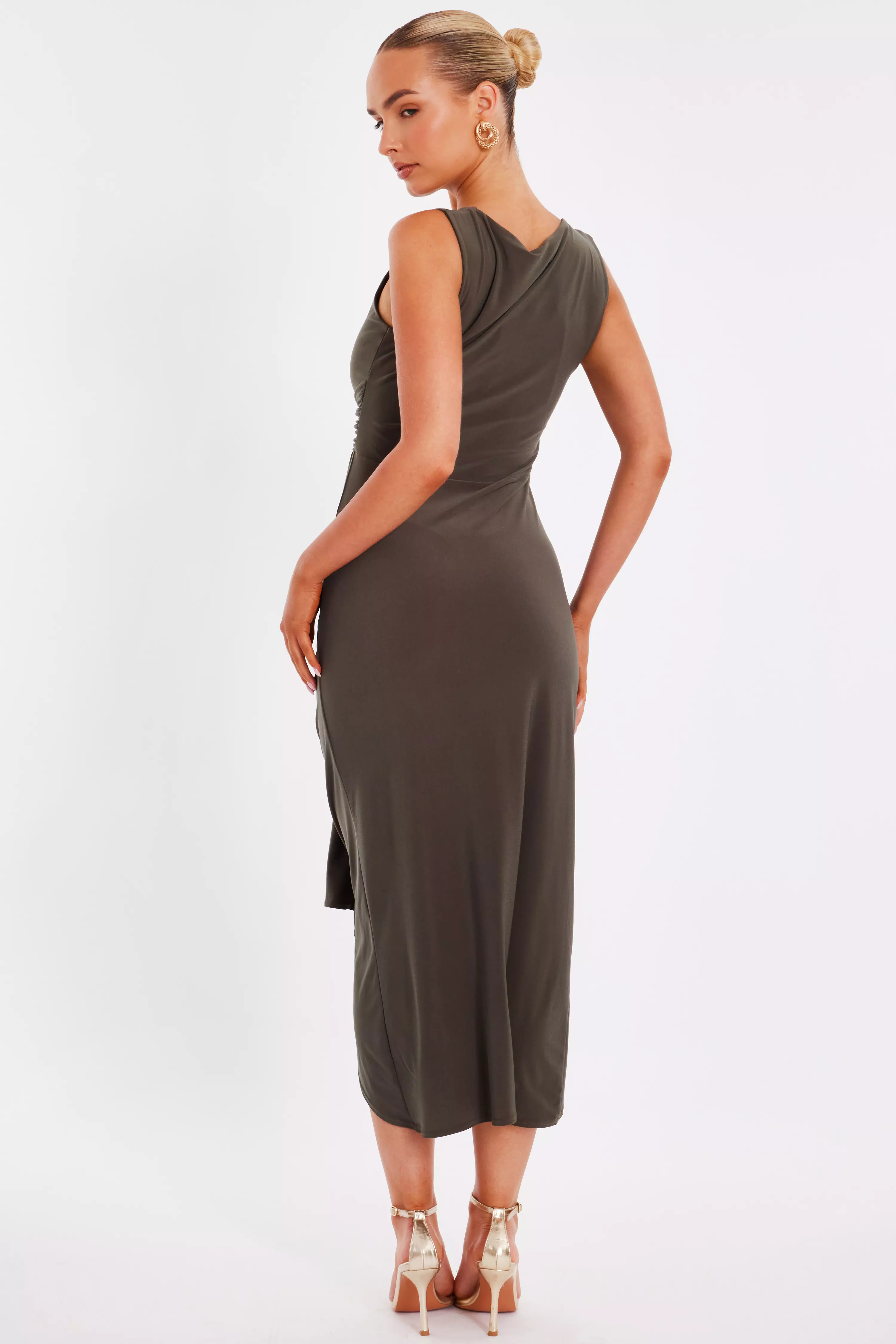 Olive Wrap Midaxi Dress