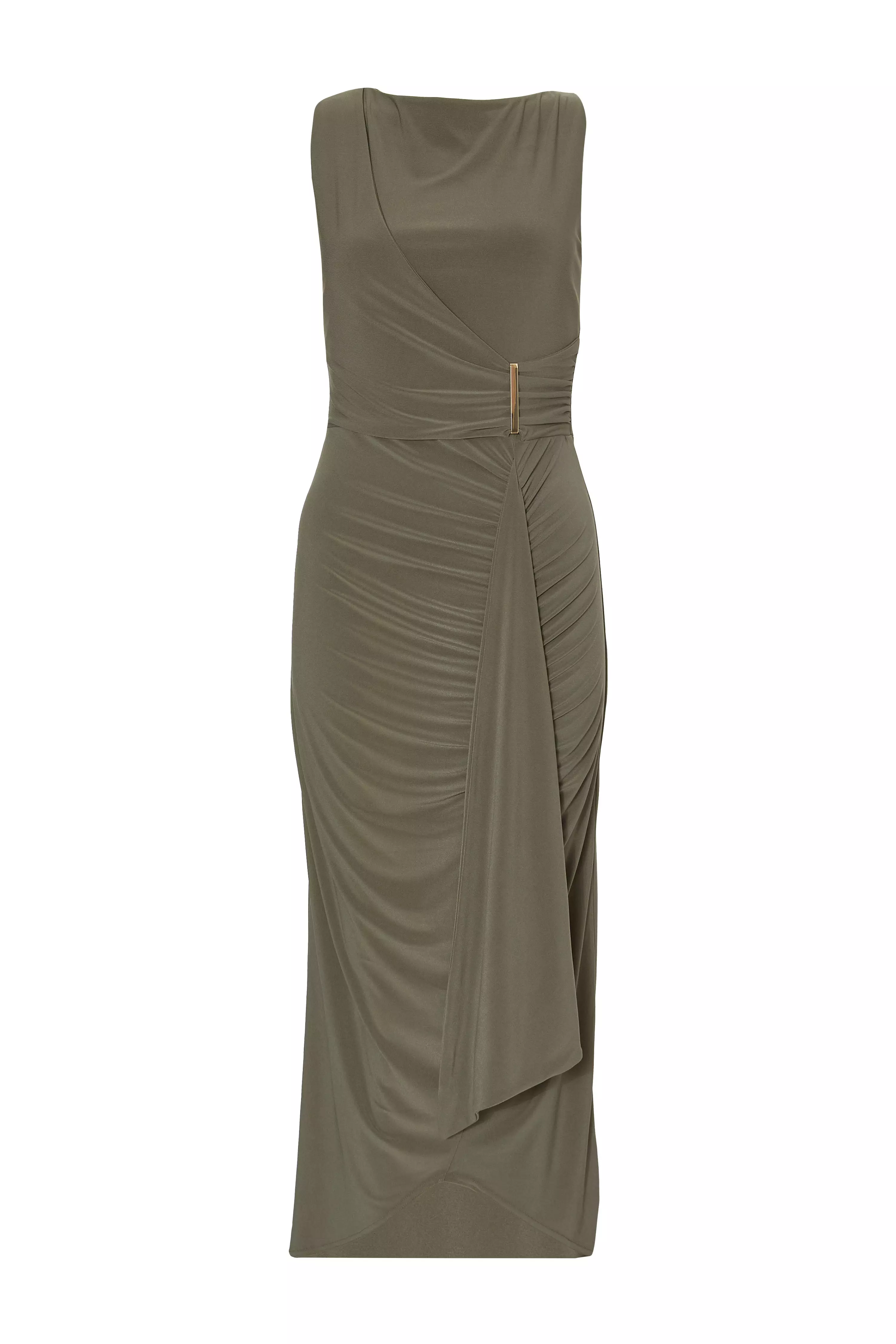 Olive Wrap Midaxi Dress