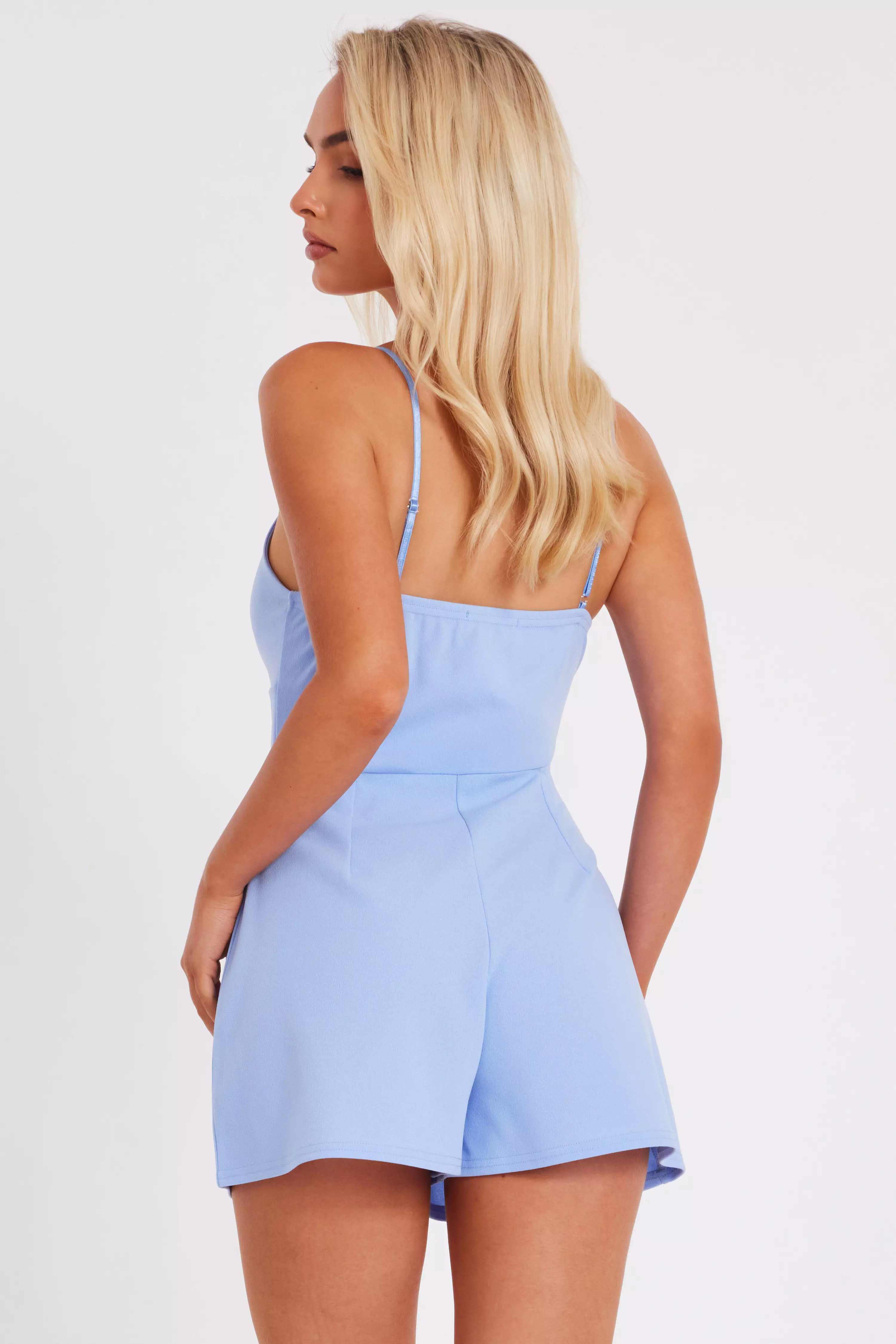Blue Bow Front Playsuit