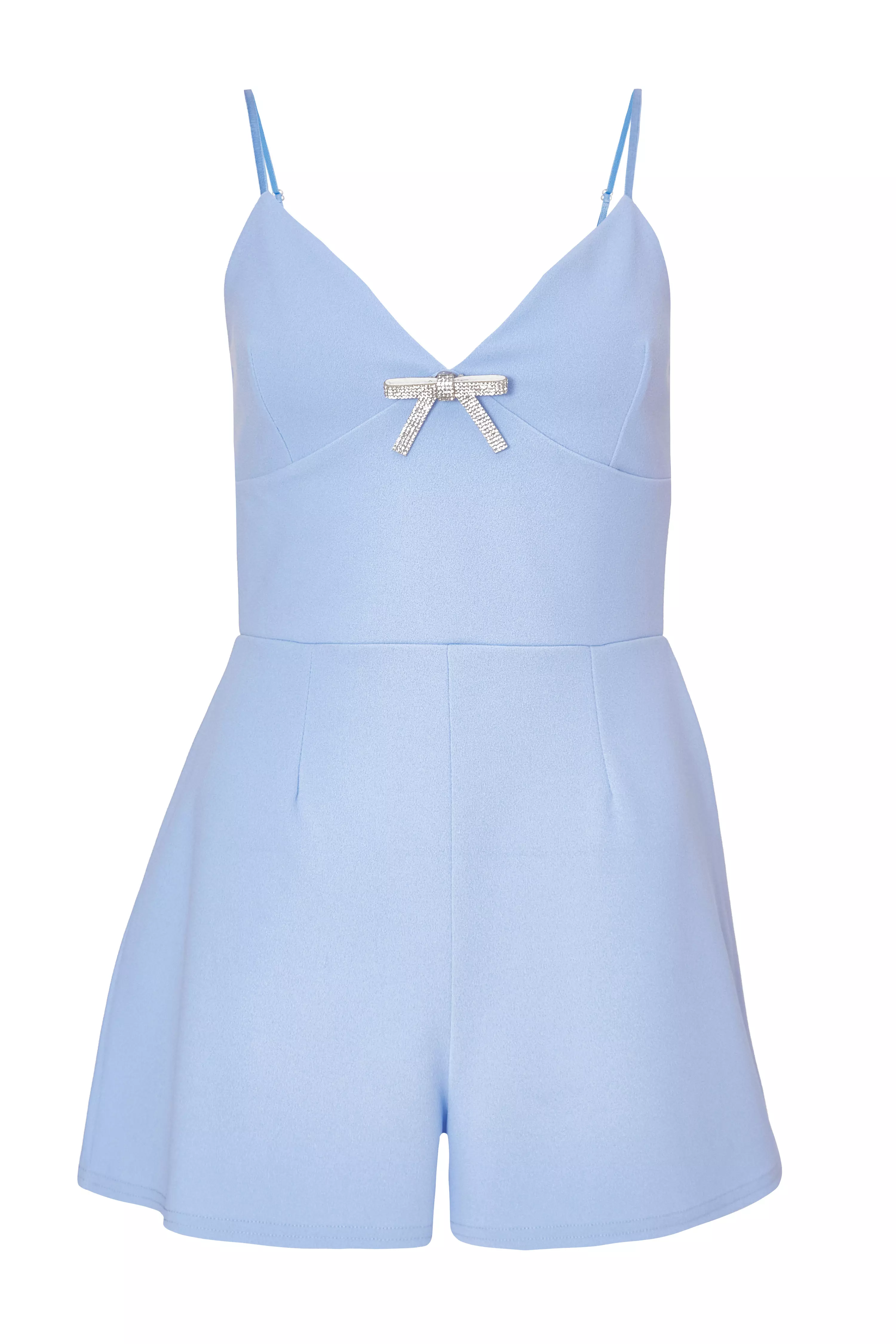 Blue Bow Front Playsuit
