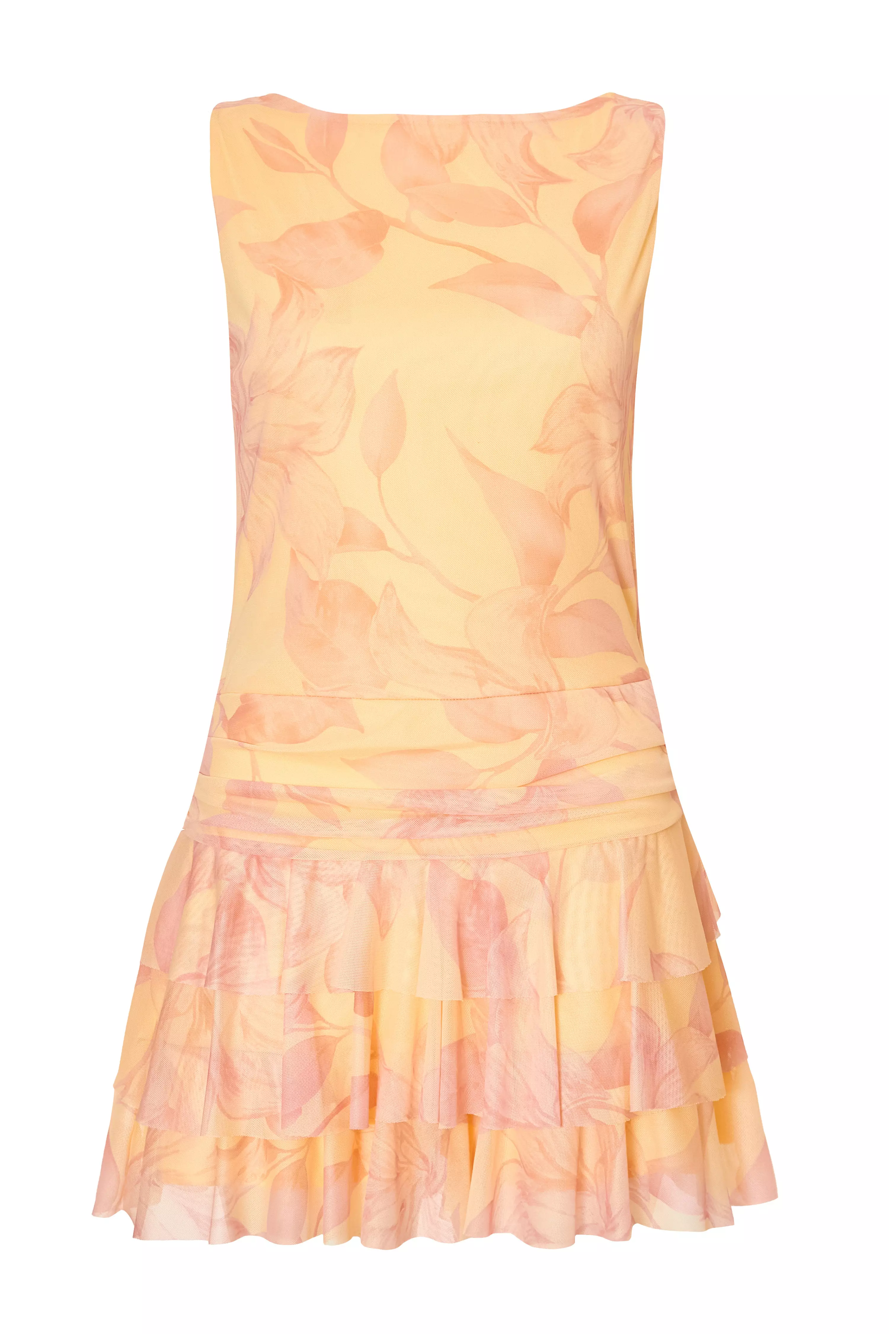 Yellow Mesh Floral Skort Playsuit