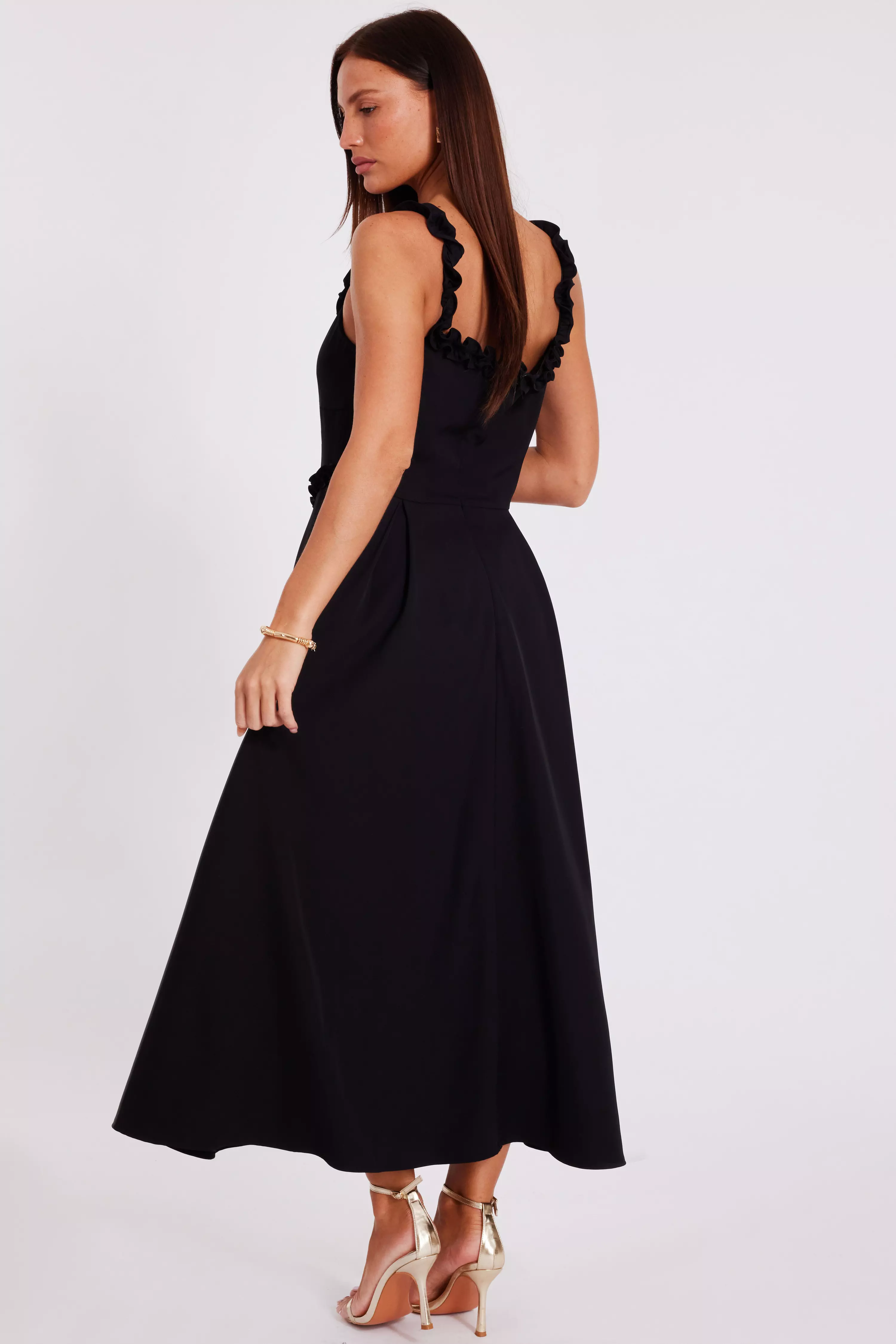 Black Woven Corset Midaxi Dress