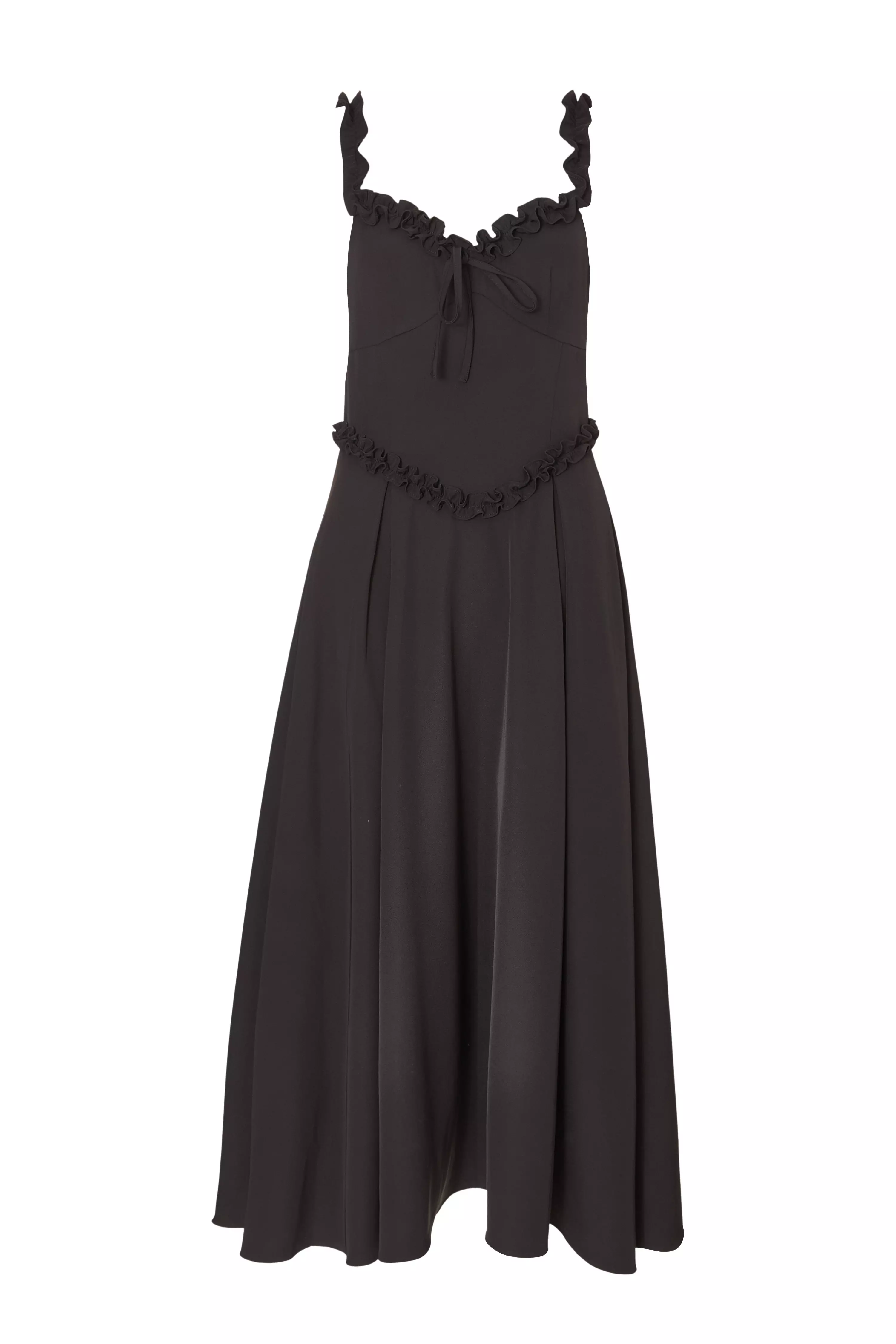 Black Woven Corset Midaxi Dress