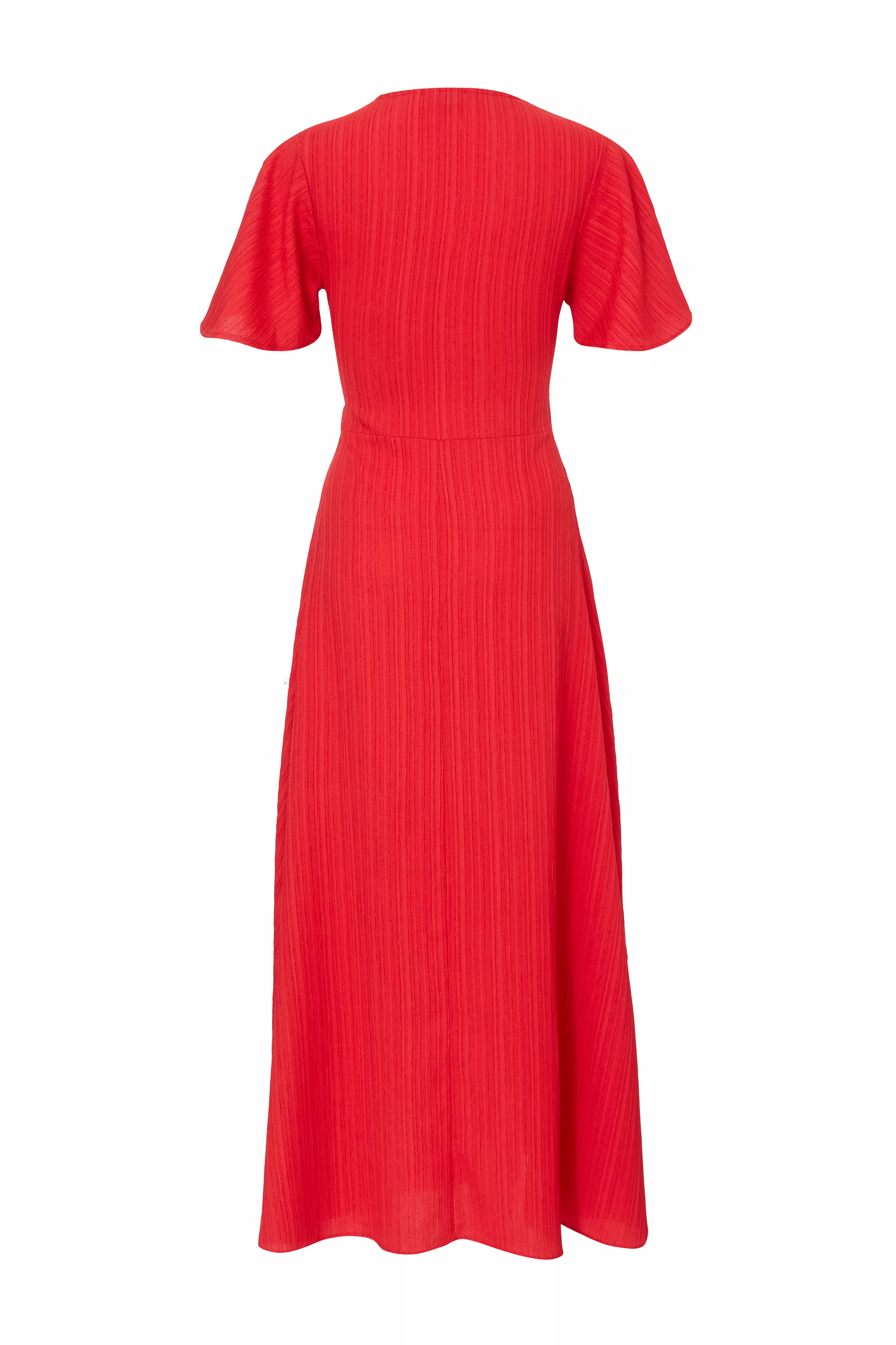 Red Textured Knot Midi Dress