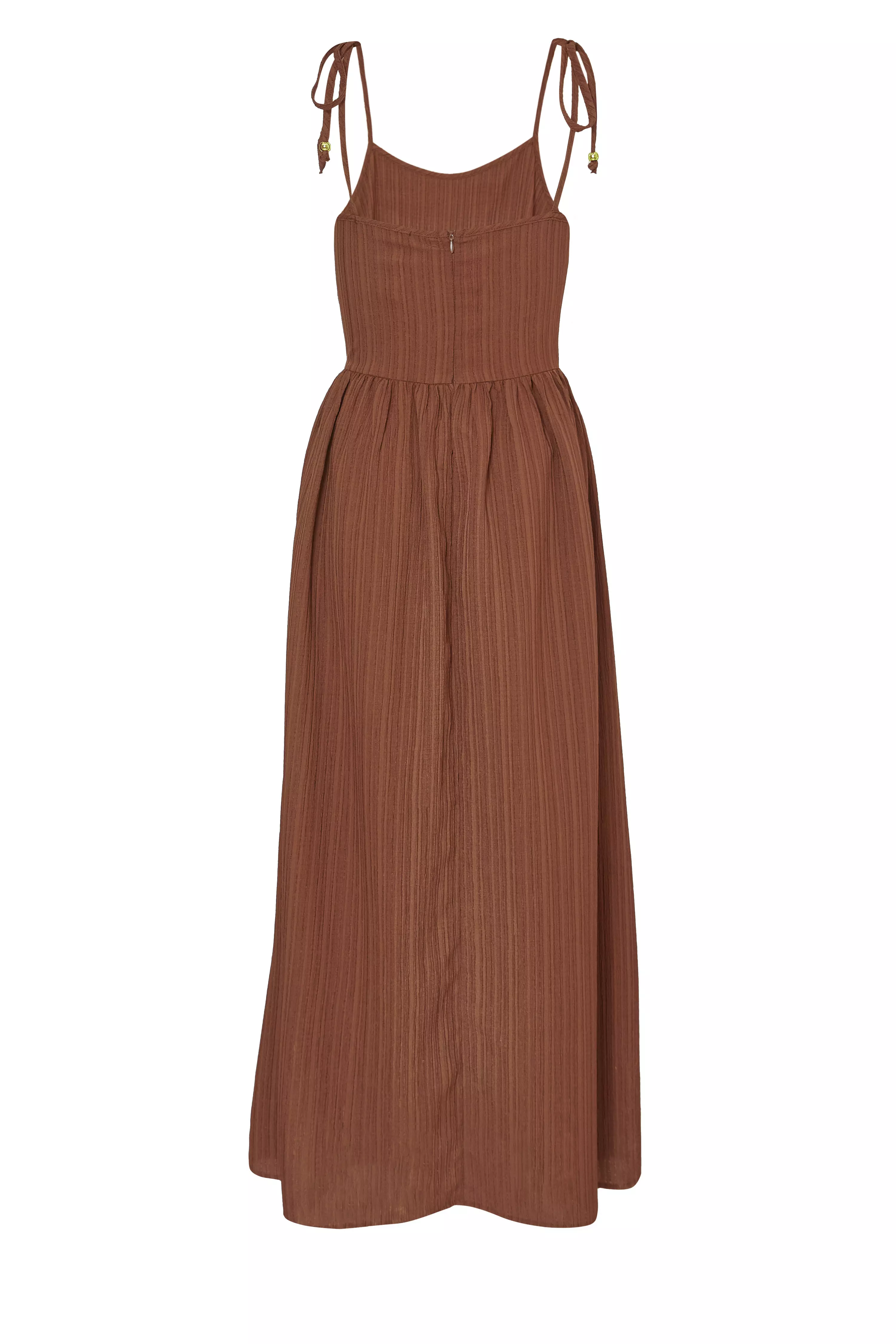 Brown Textured Midi Dress