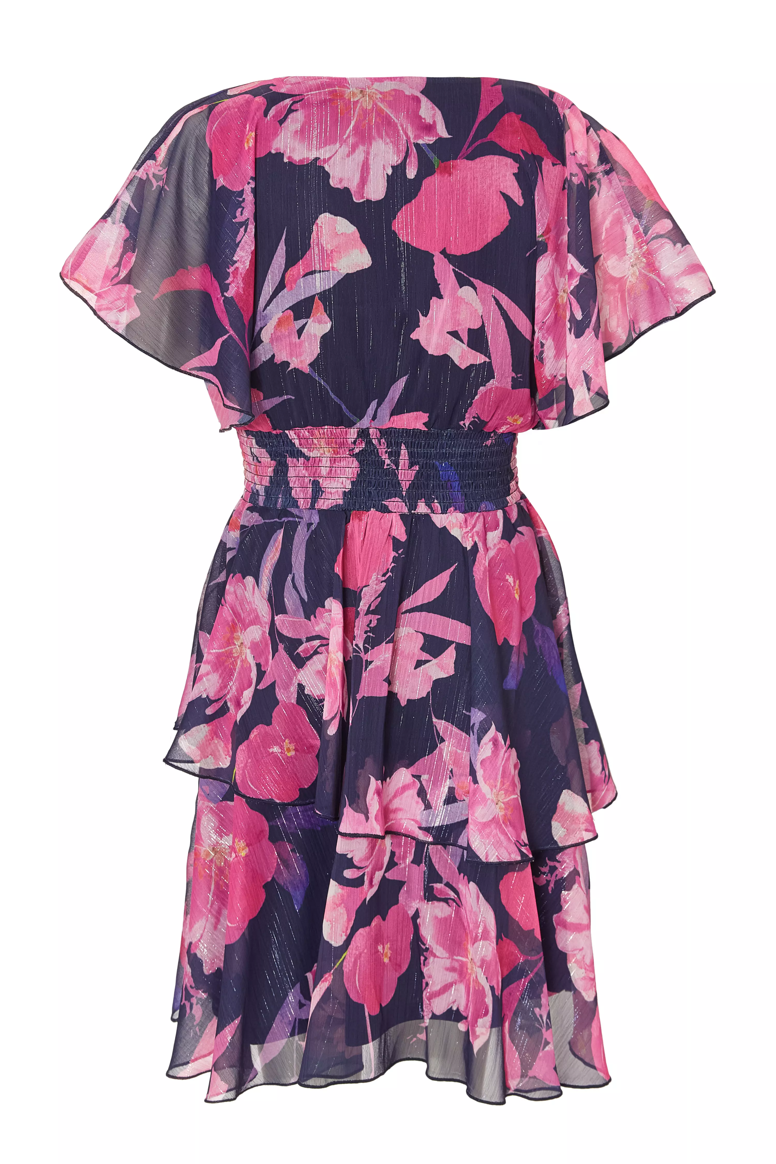 Navy Chiffon Tiered Mini Dress