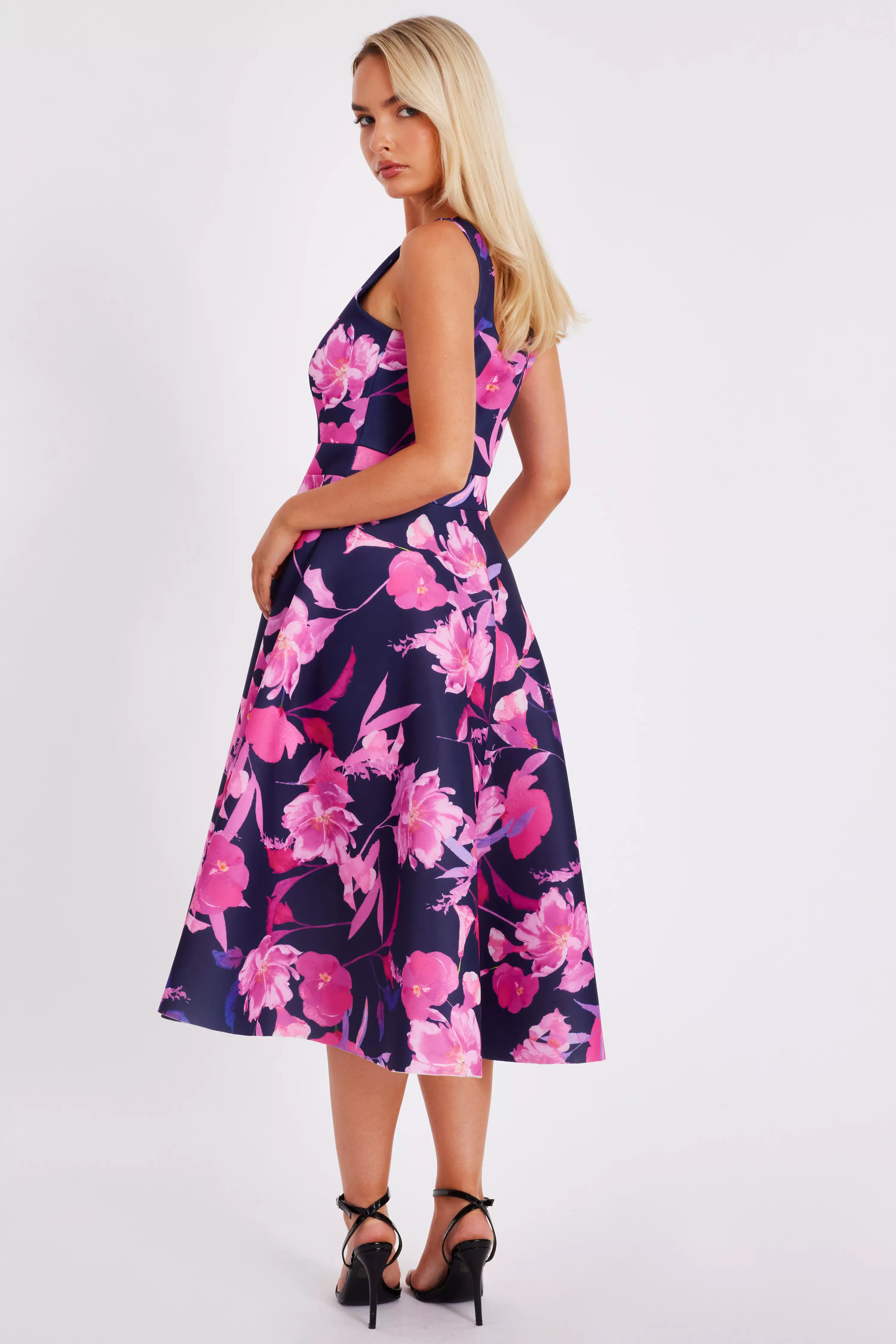 Navy Floral Midaxi Dress