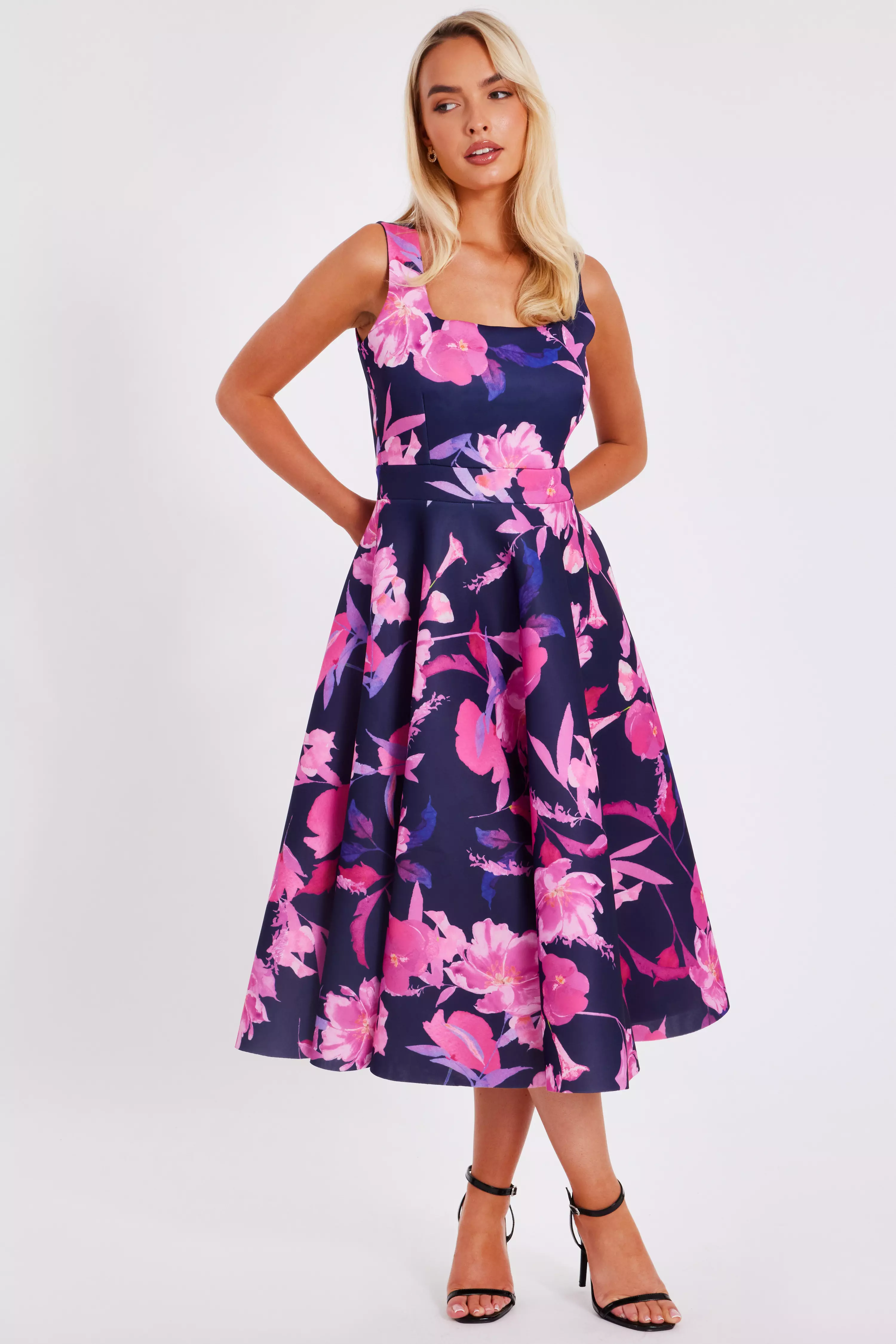 Navy Floral Midaxi Dress
