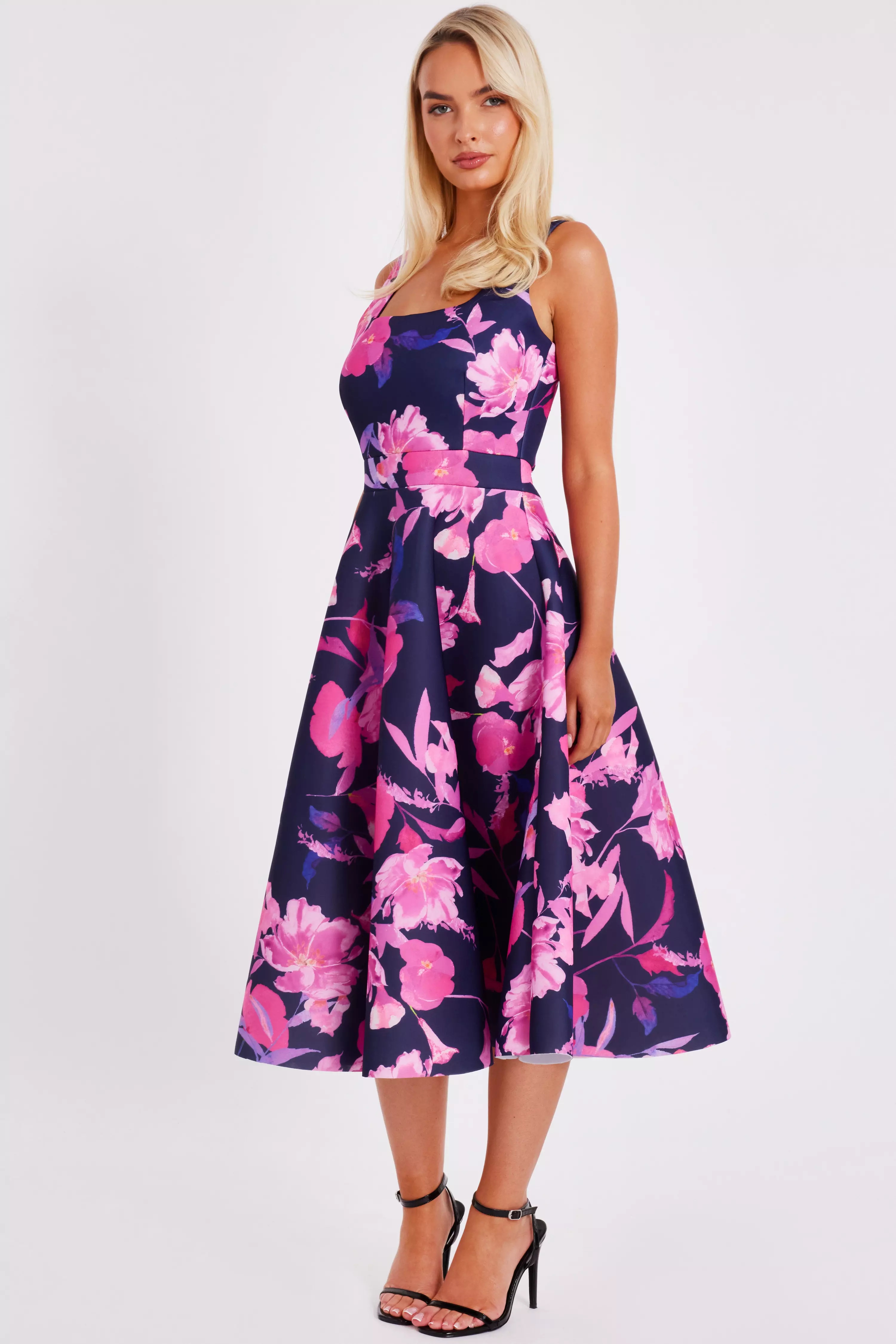 Navy Floral Midaxi Dress