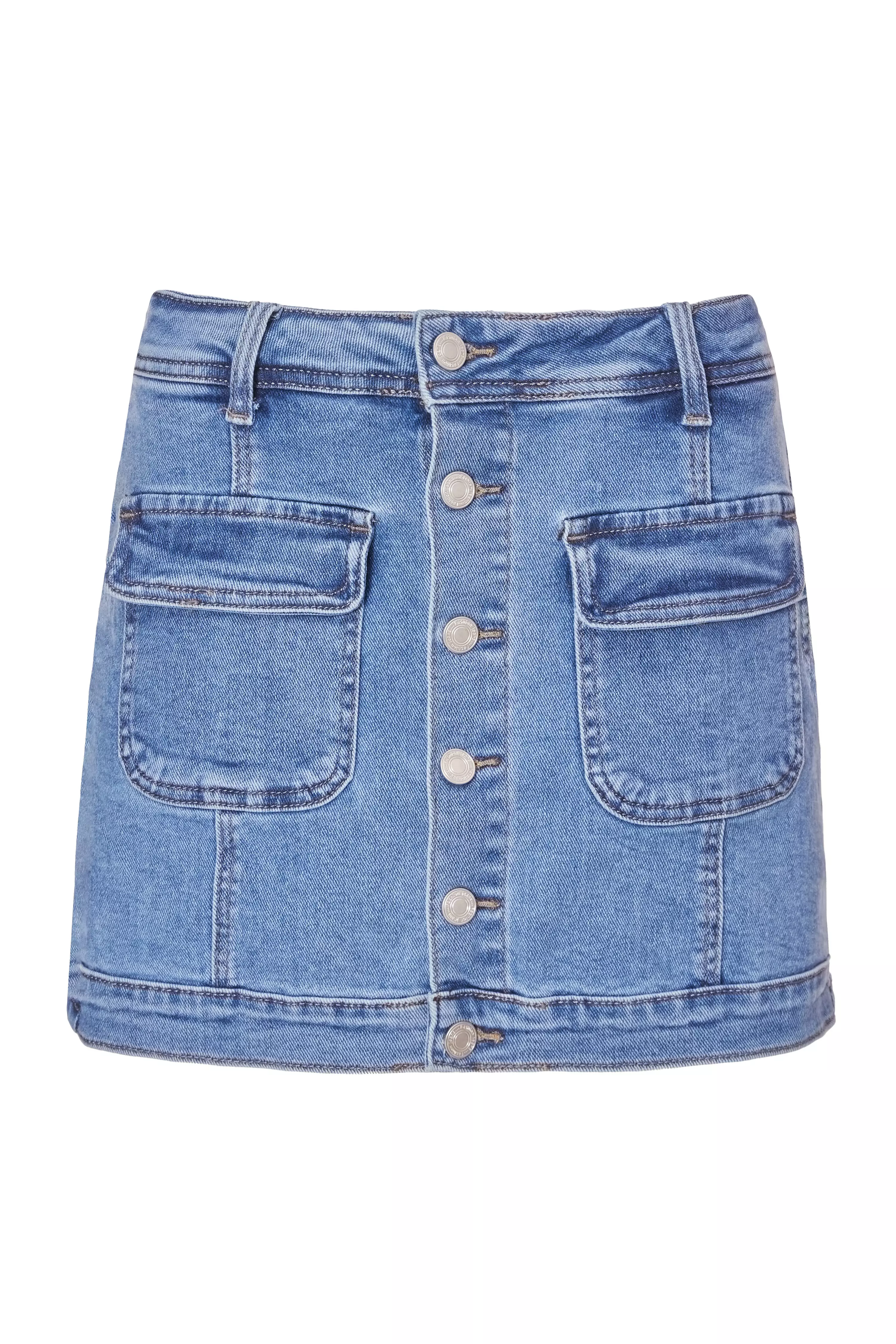 Blue Denim Pocket Detail Skort