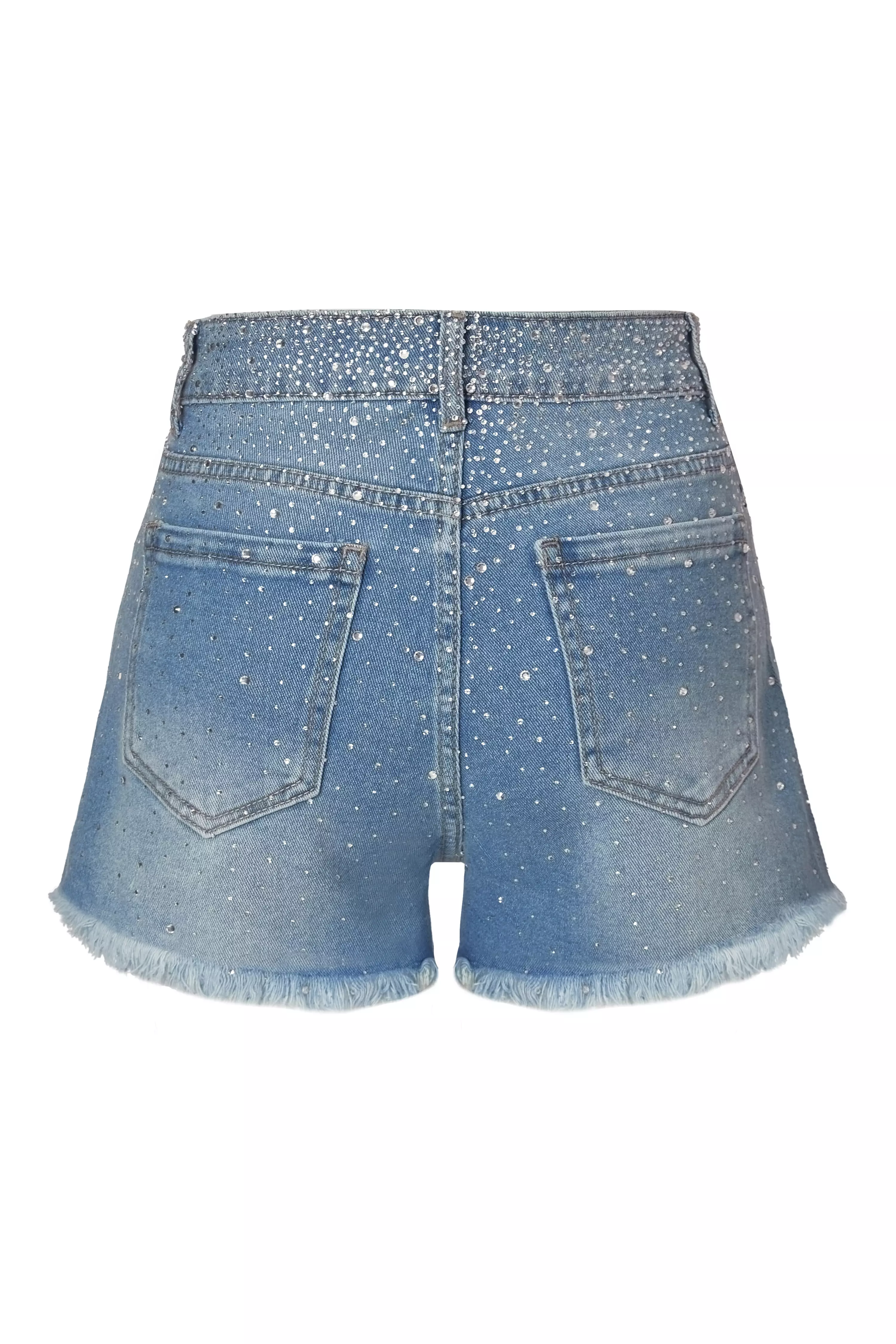Blue Denim Embellished Shorts