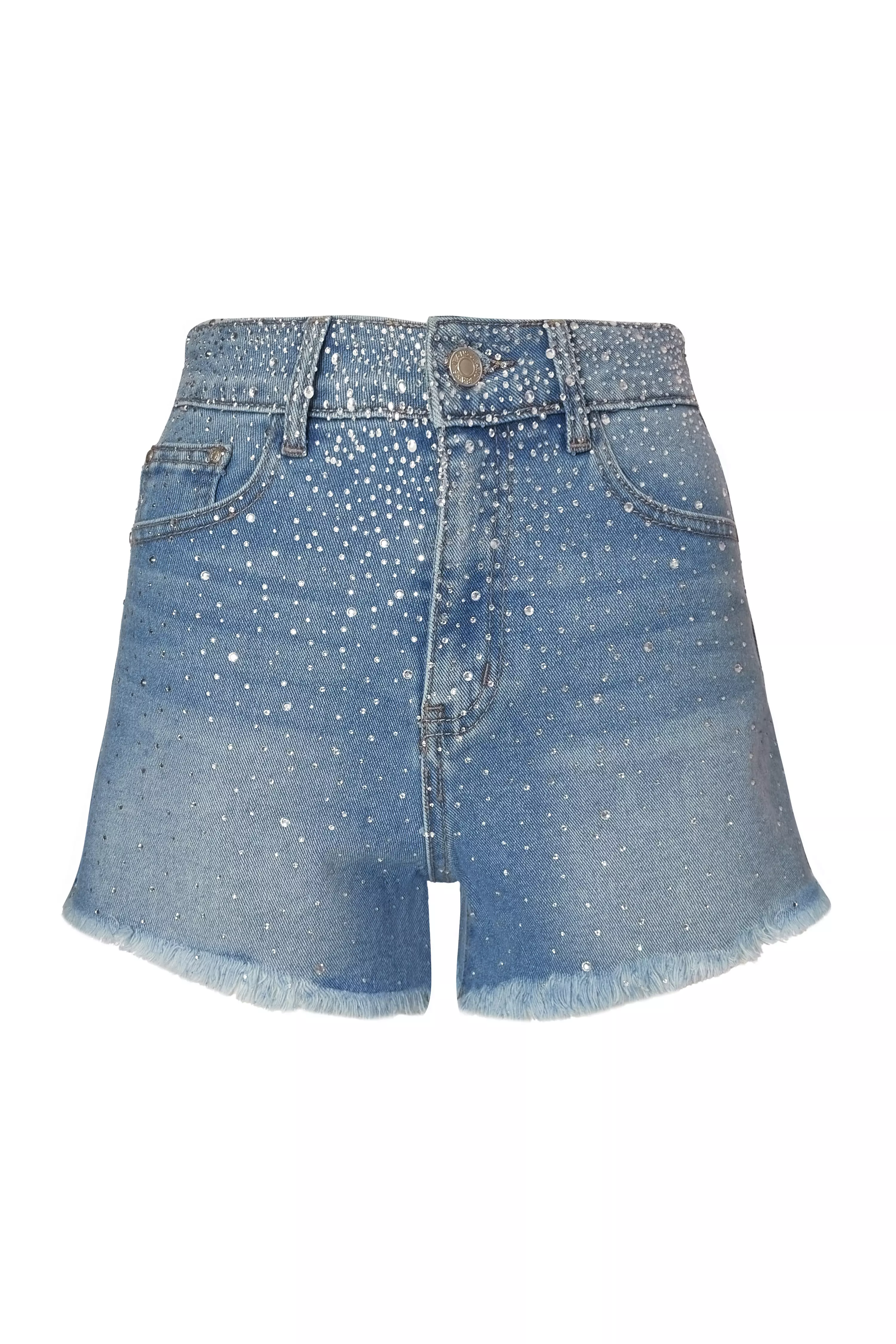 Blue Denim Embellished Shorts