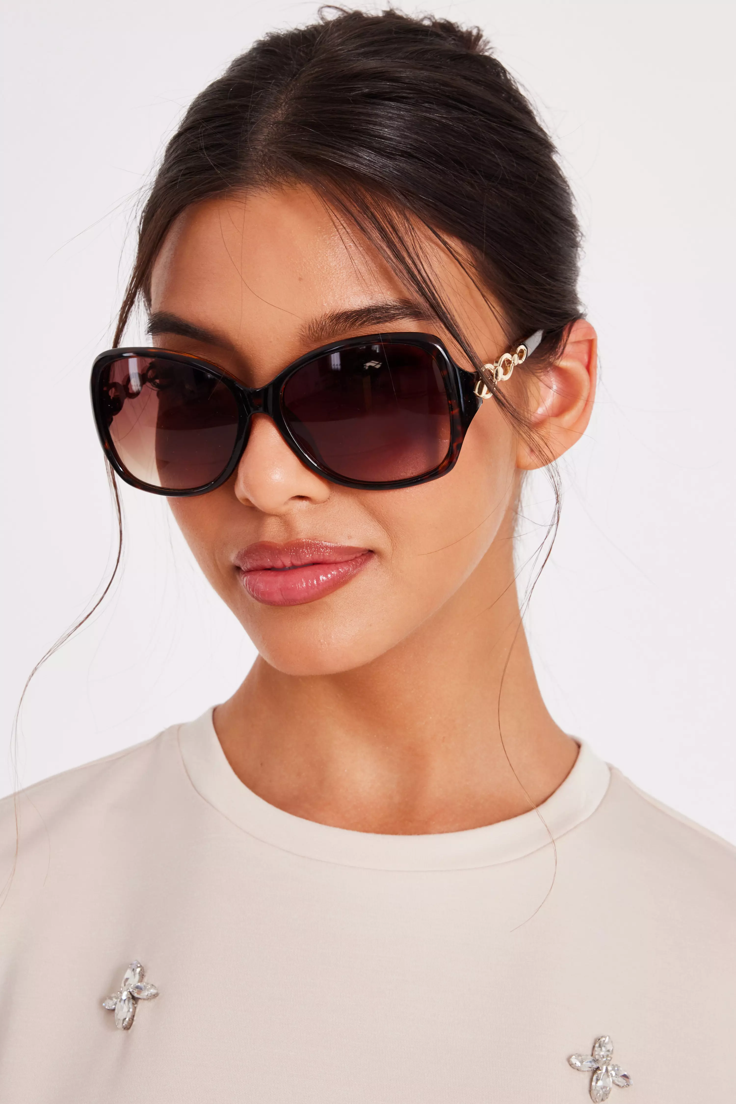 Tortoiseshell Side Trim Sunglasses