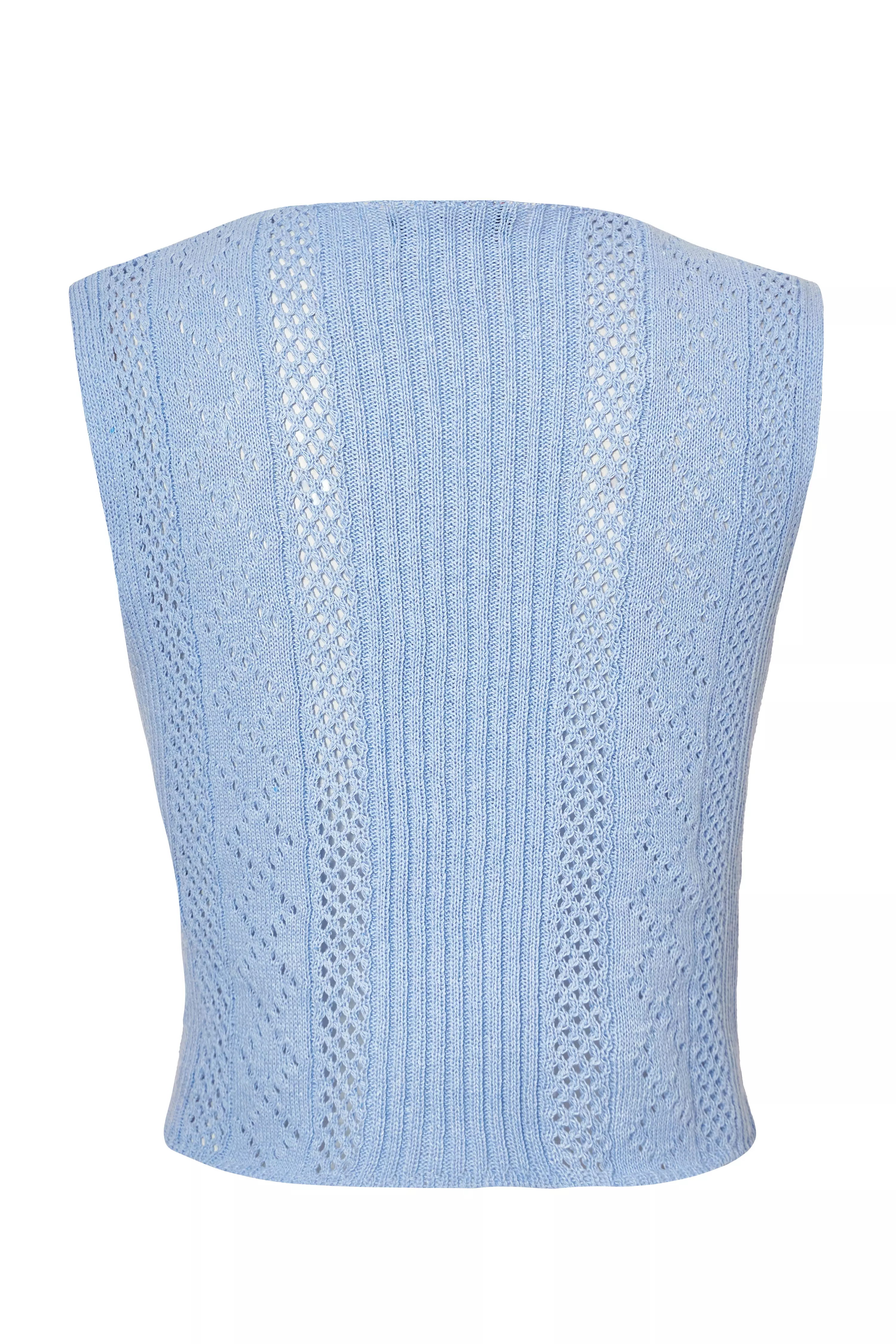 Light Blue Knit Bow Top