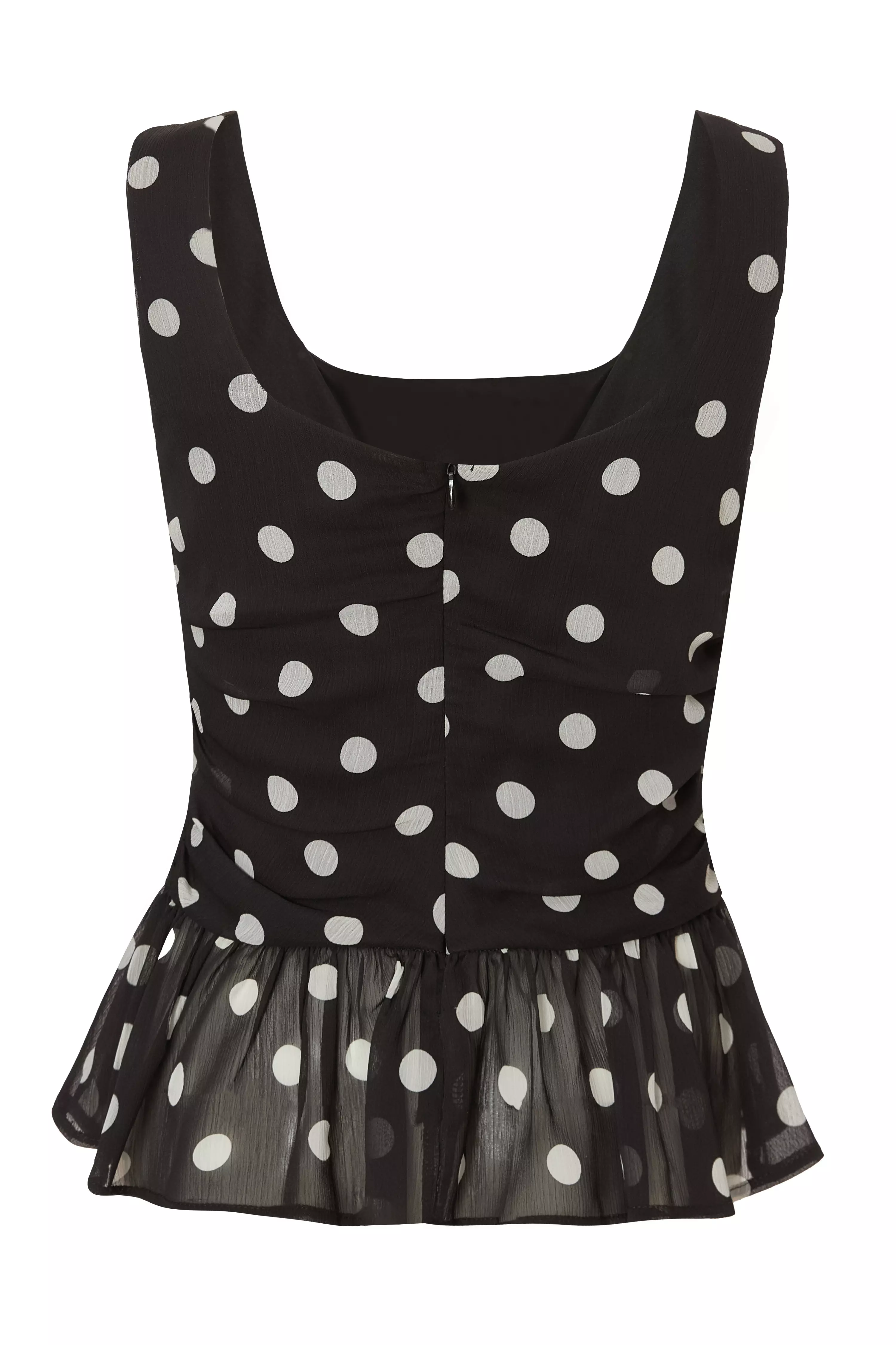 Black Chiffon Polka Dot Top