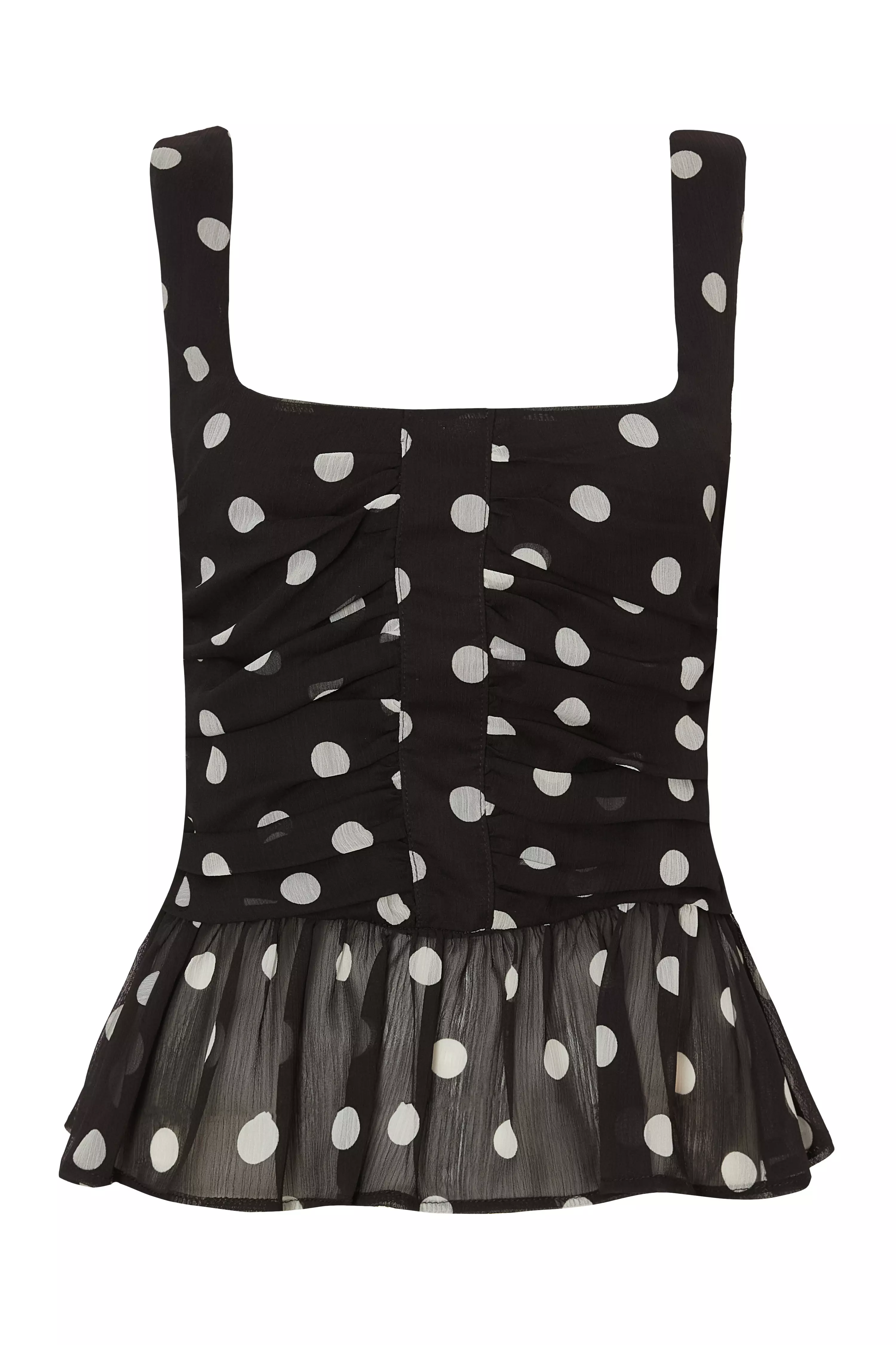 Black Chiffon Polka Dot Top