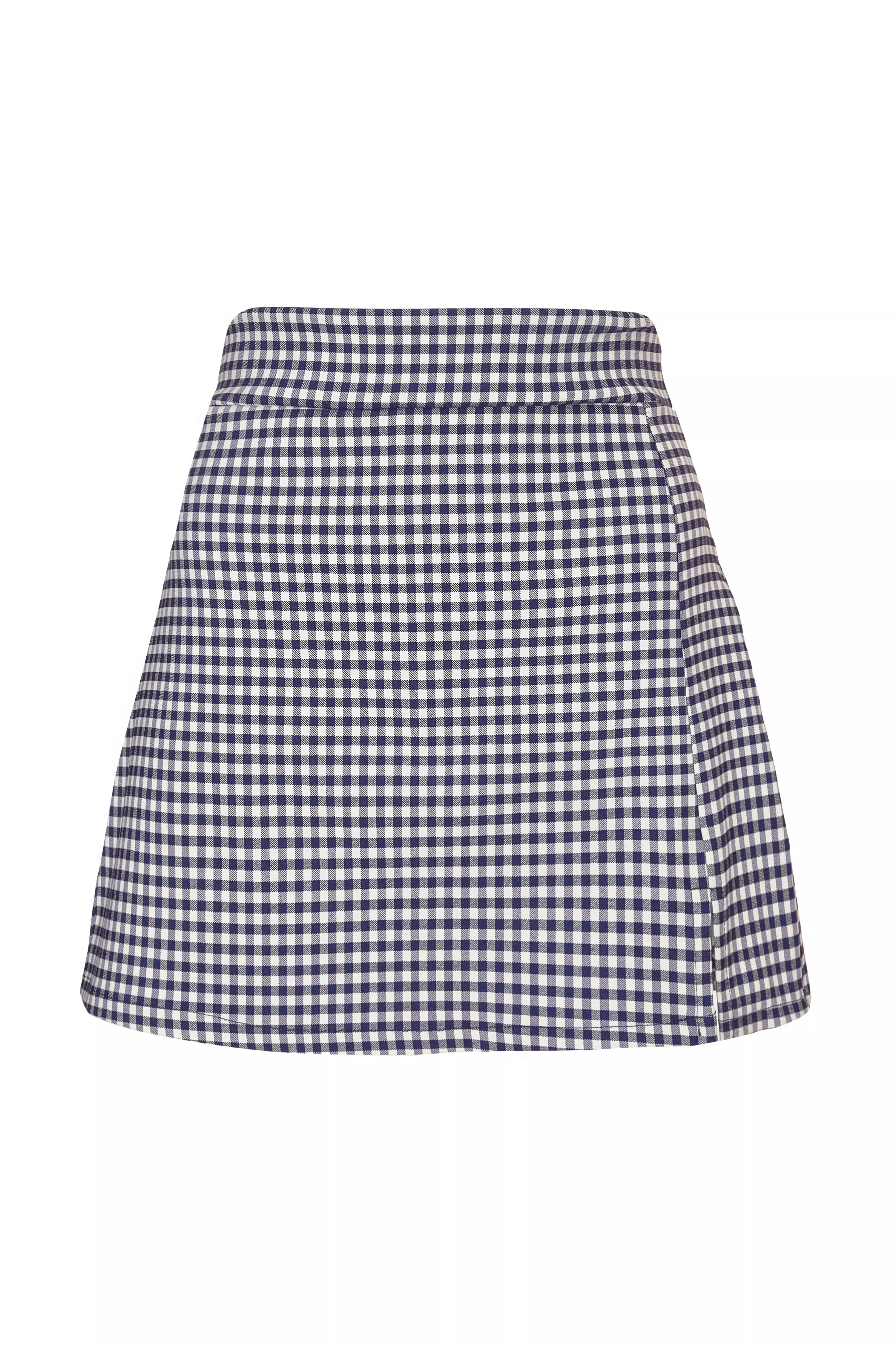 Navy Gingham Wrap Skort