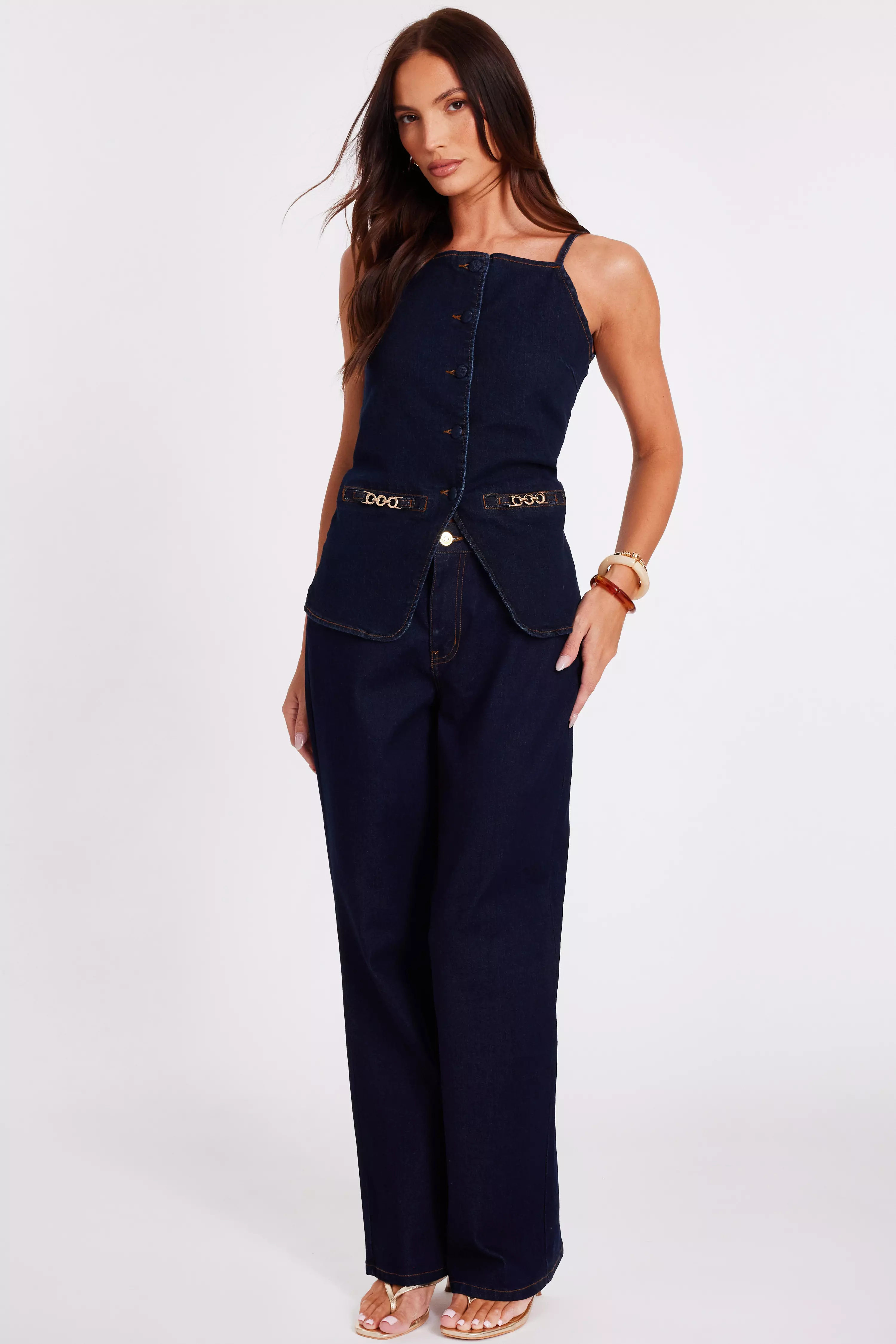 Indigo Denim Buckle Waistcoat