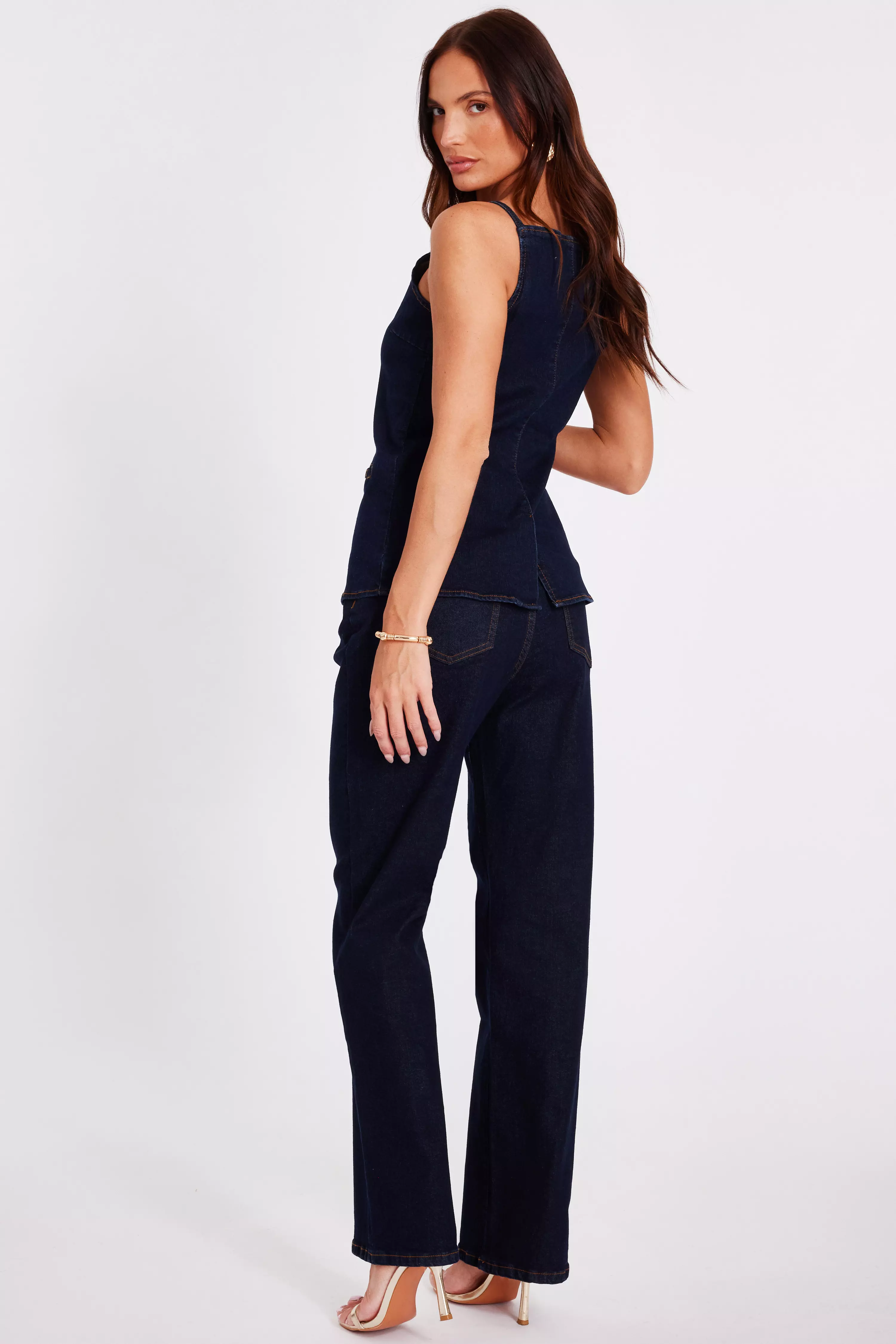 Indigo Denim Wide Leg Jeans