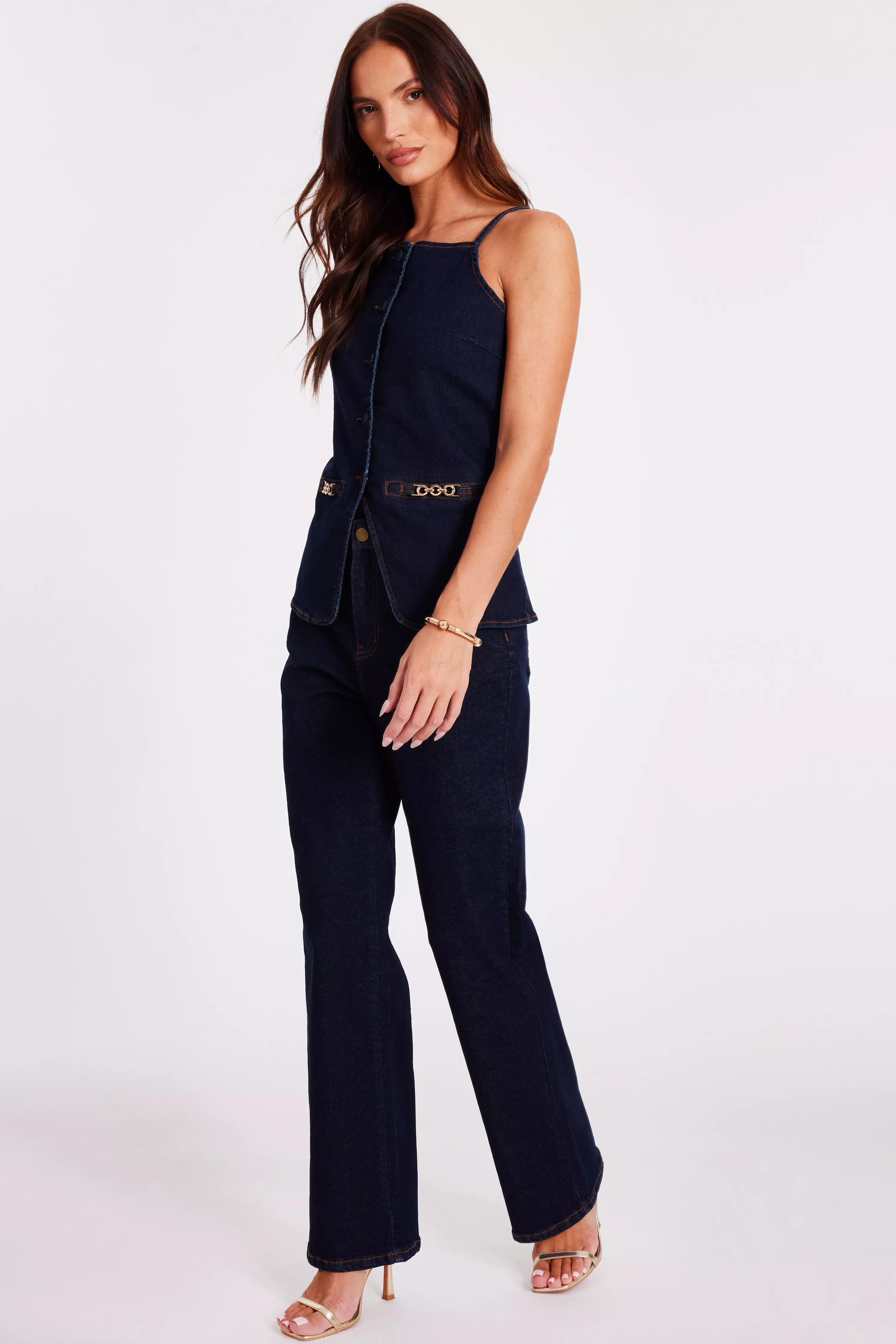 Indigo Denim Wide Leg Jeans
