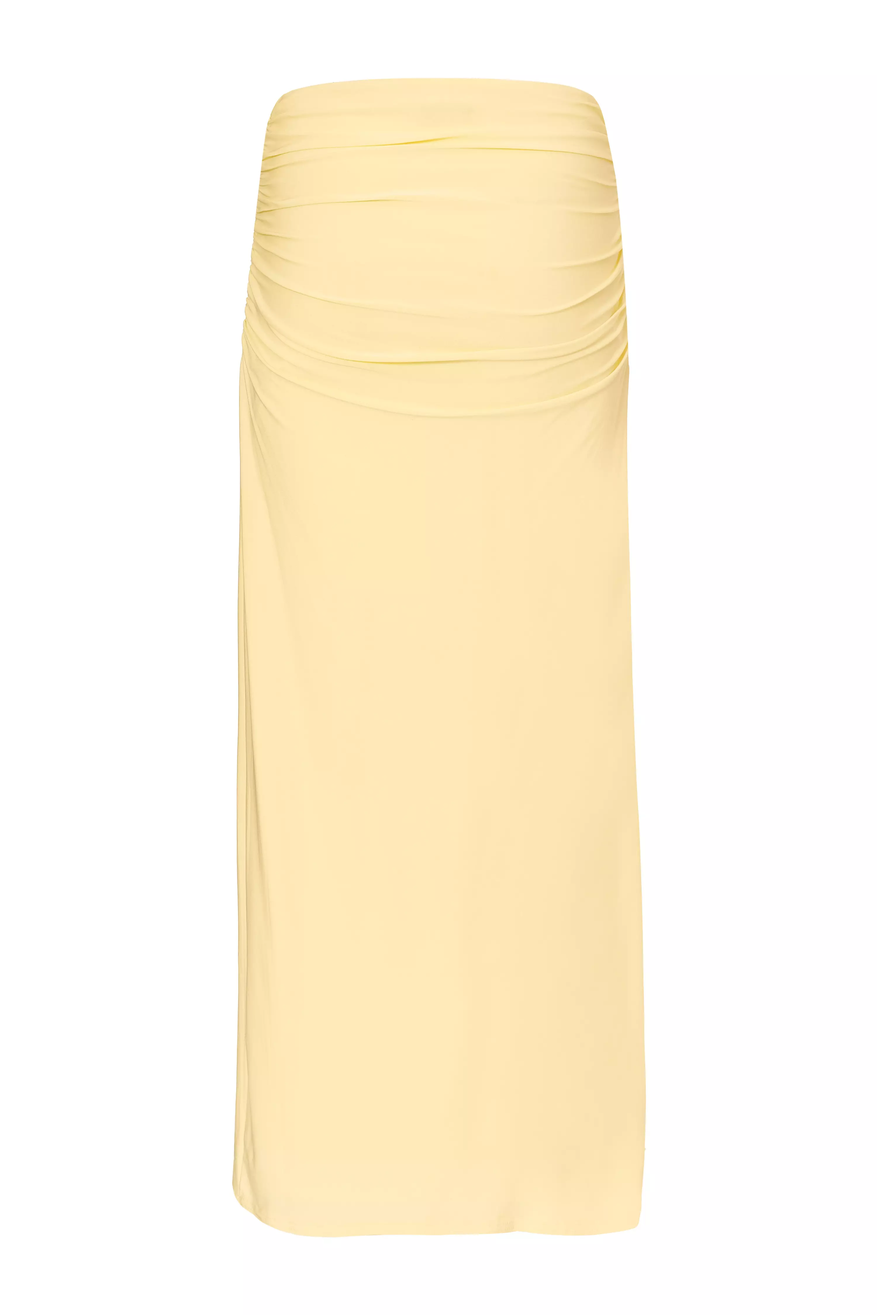 Light Yellow Ruched Maxi Skirt