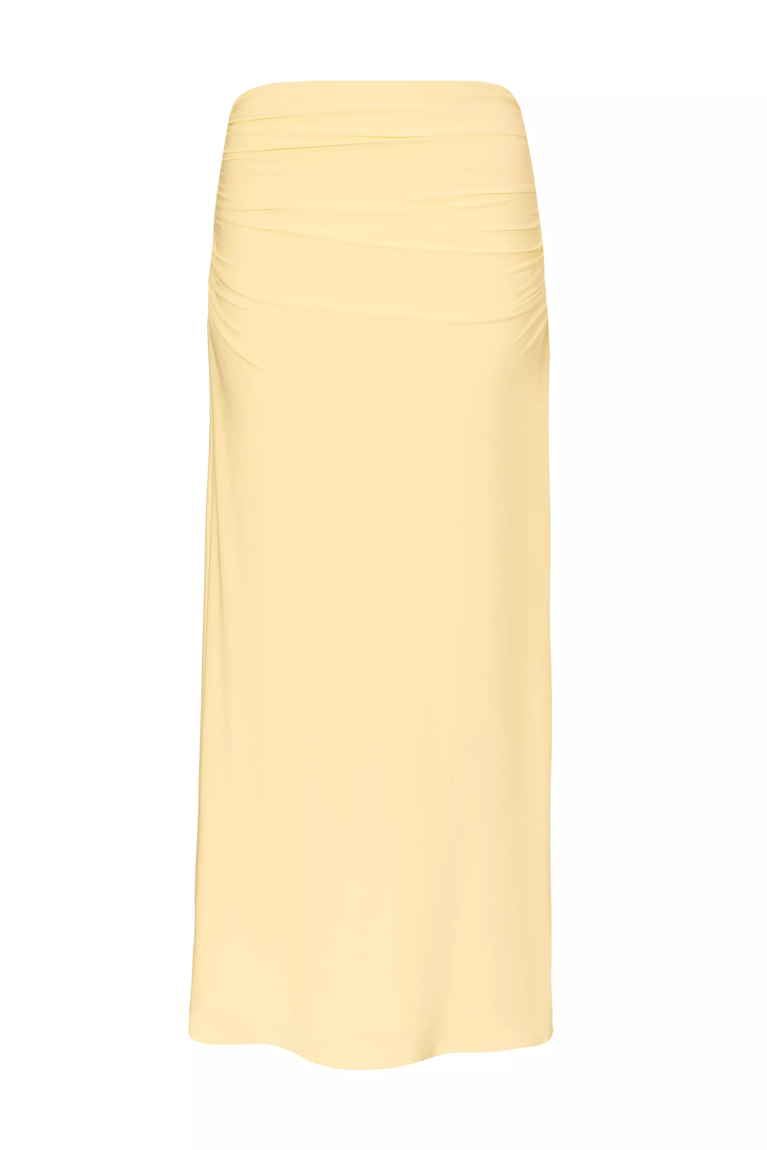Light Yellow Ruched Maxi Skirt