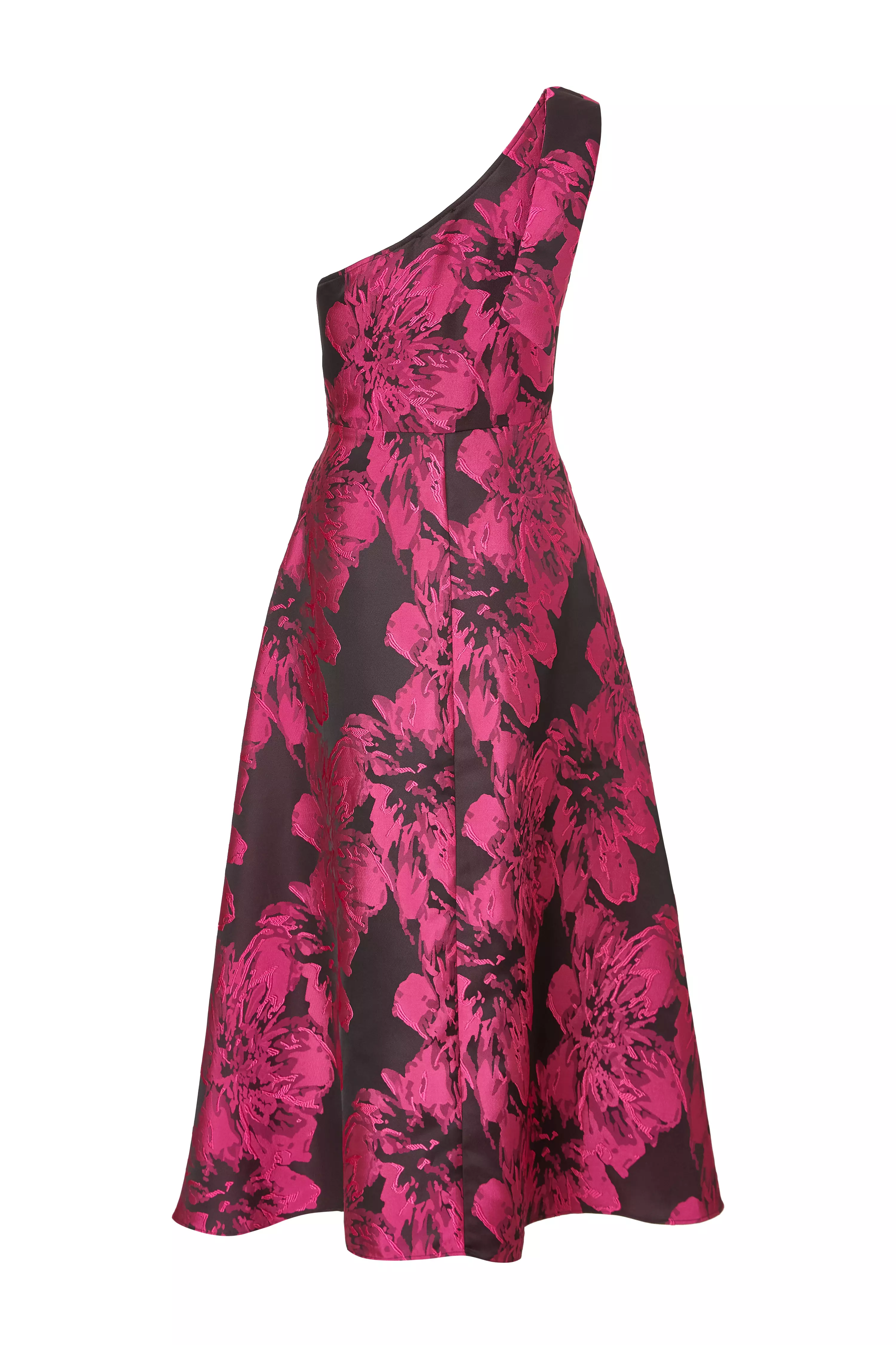 Magenta Floral Jacquard Midaxi Dress