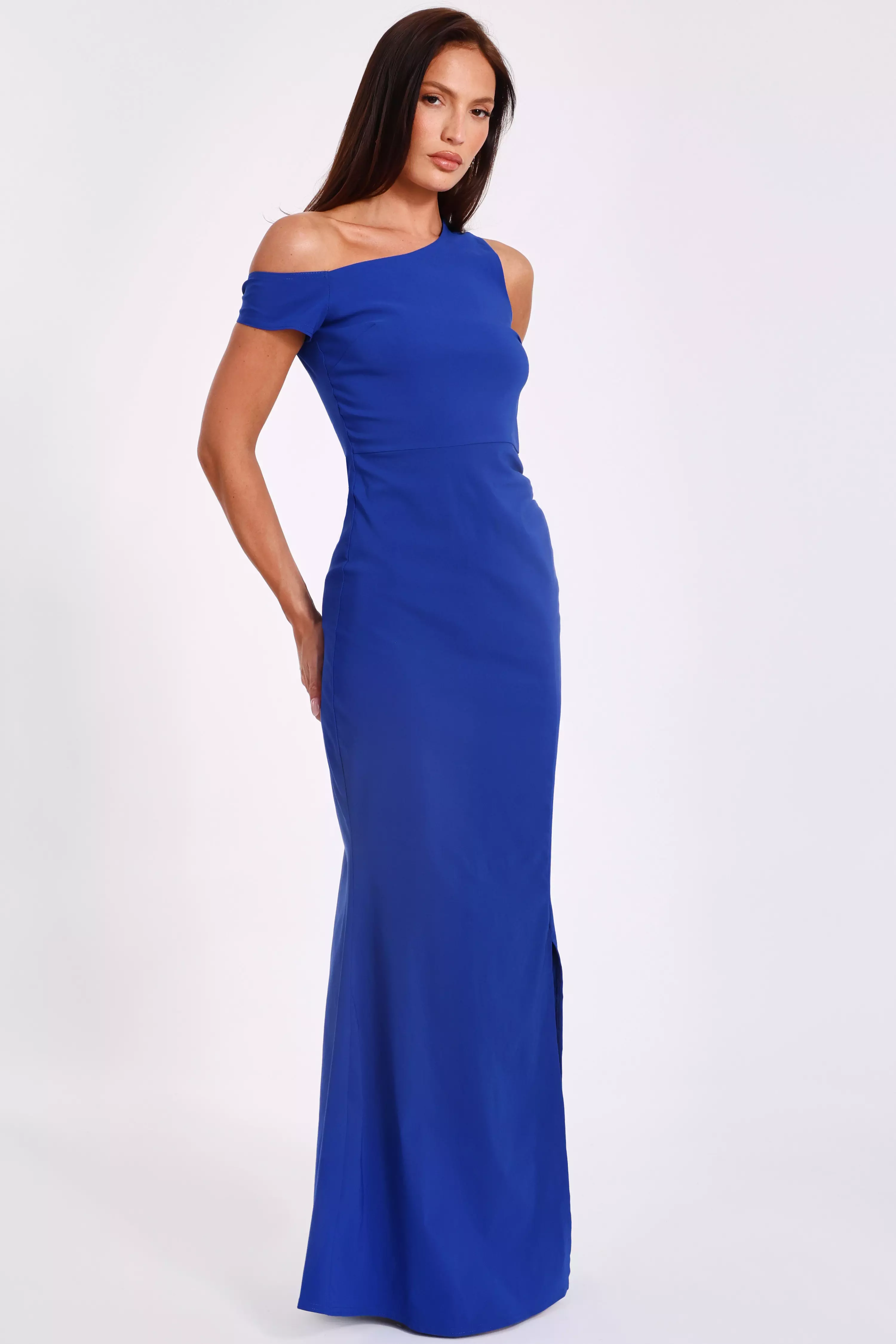 Royal Blue Asymmetric Maxi Dress