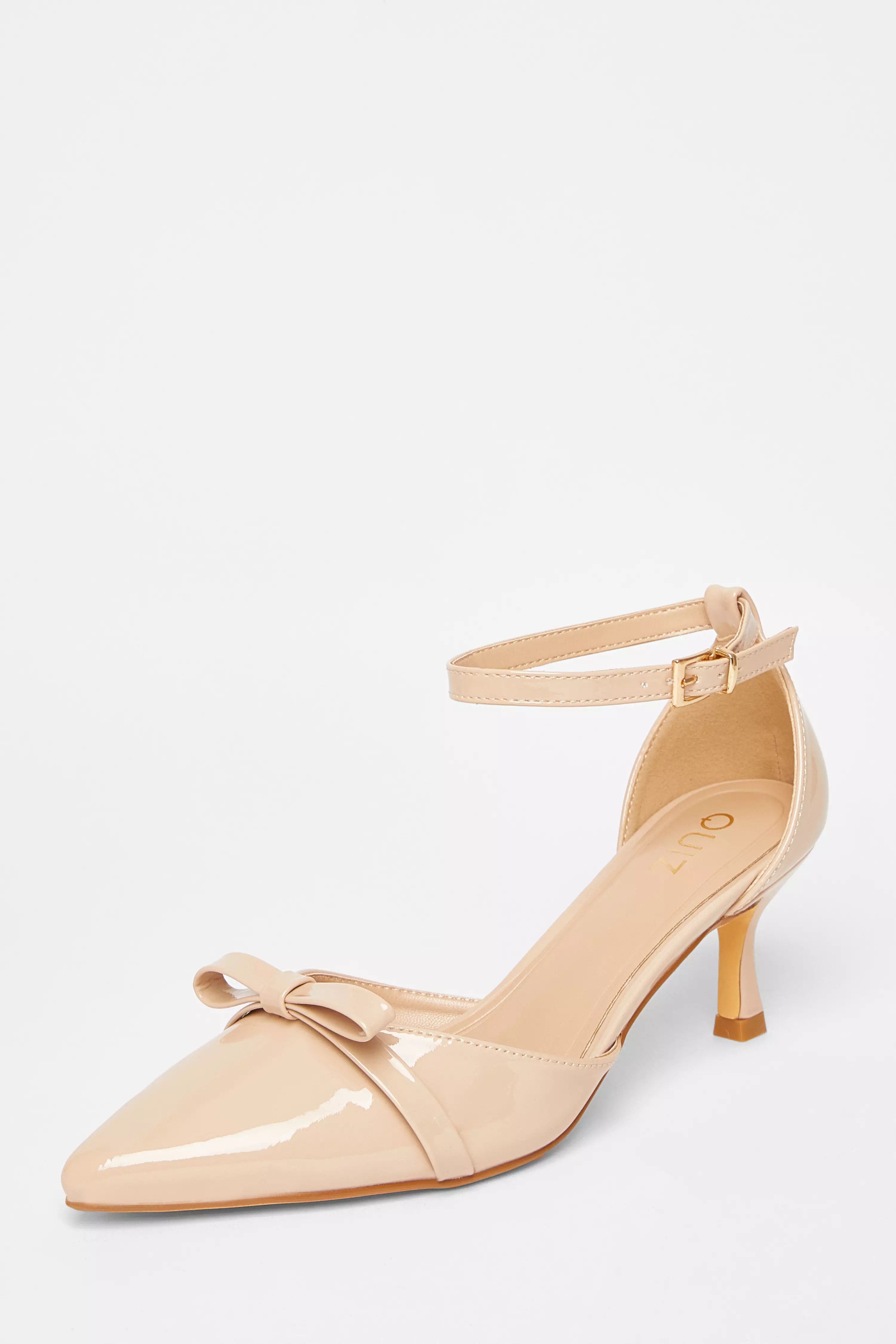 Nude Patent Bow Court Heels