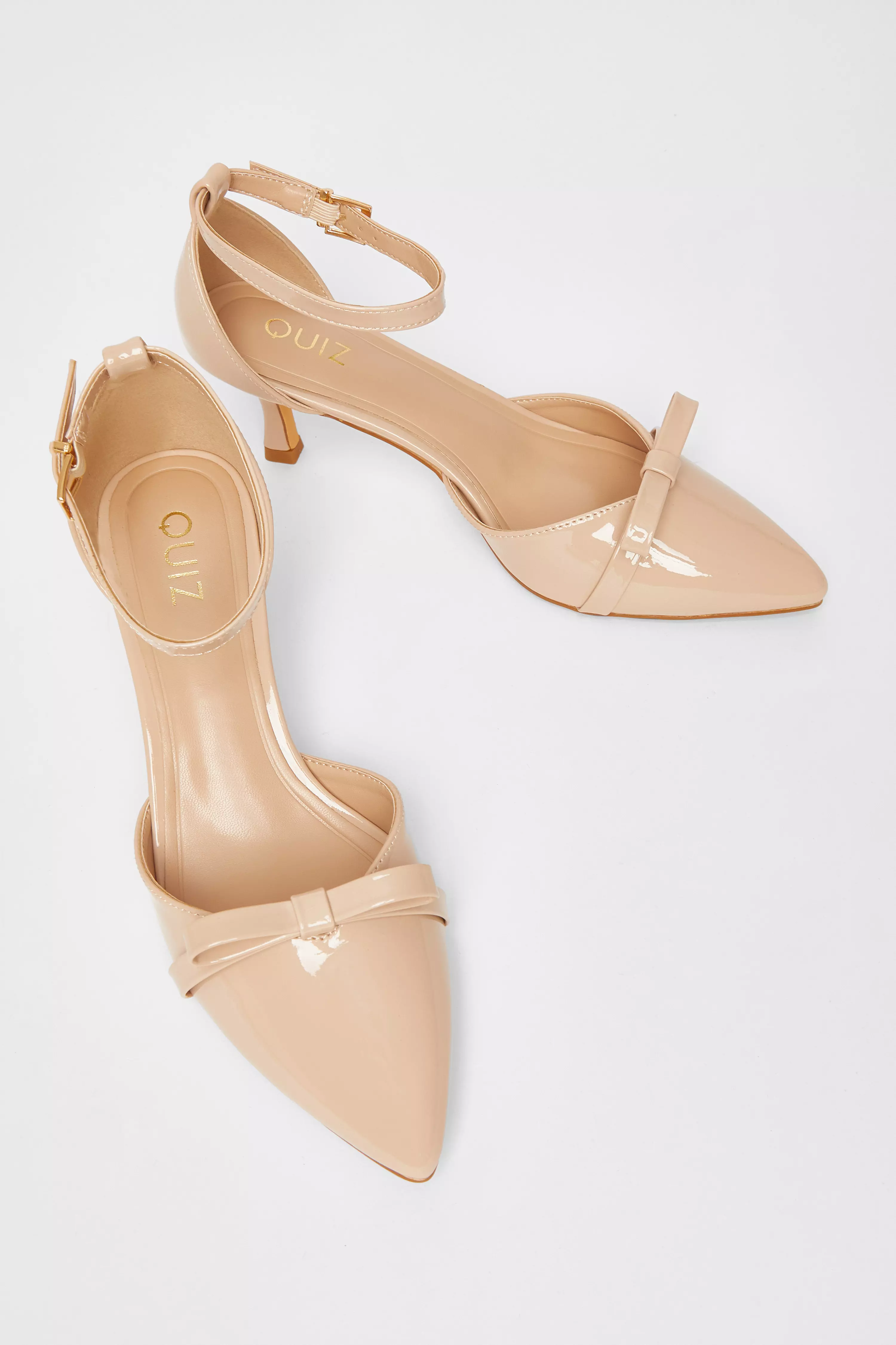 Nude Patent Bow Court Heels