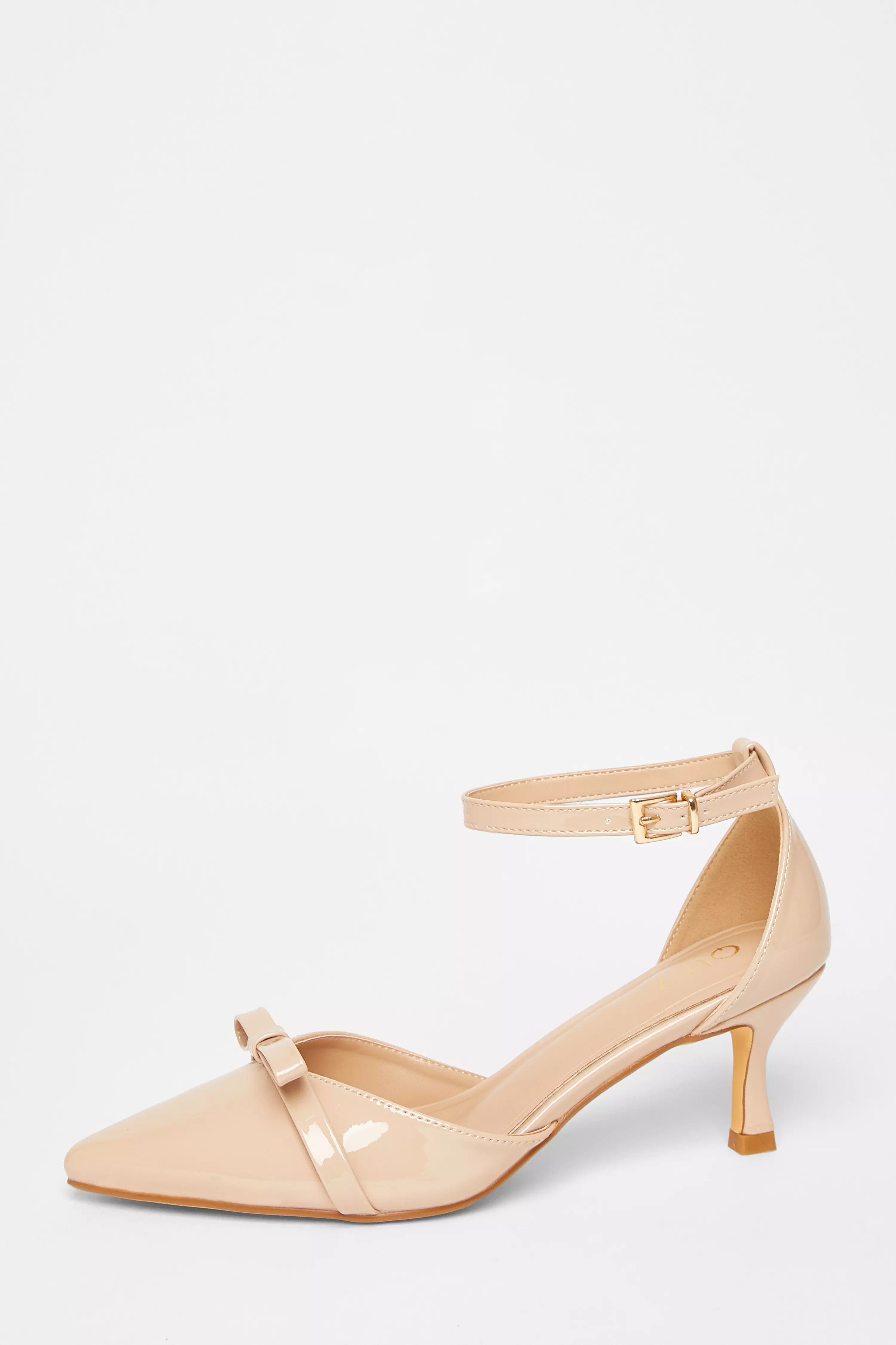 Nude Patent Bow Court Heels