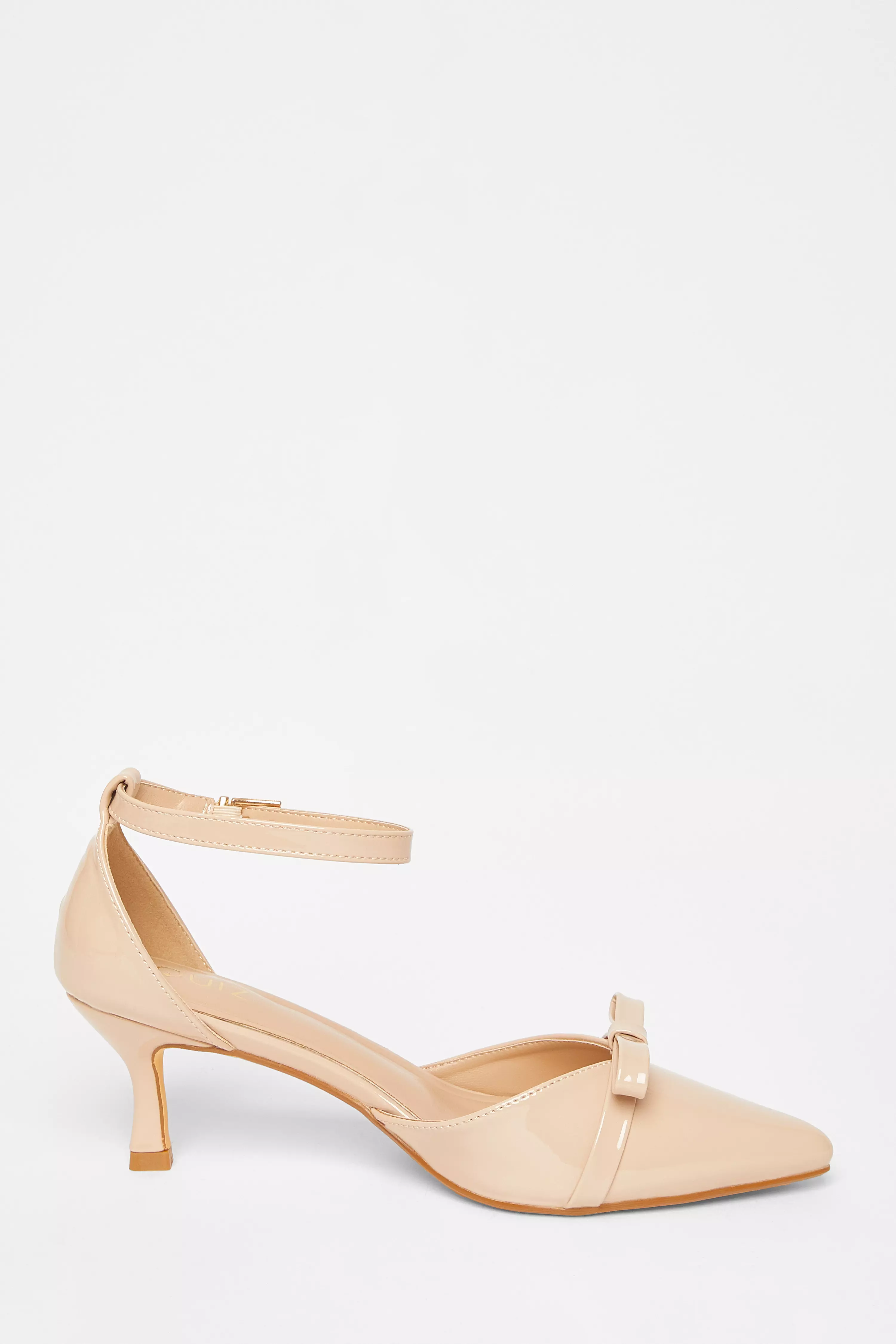 Nude Patent Bow Court Heels