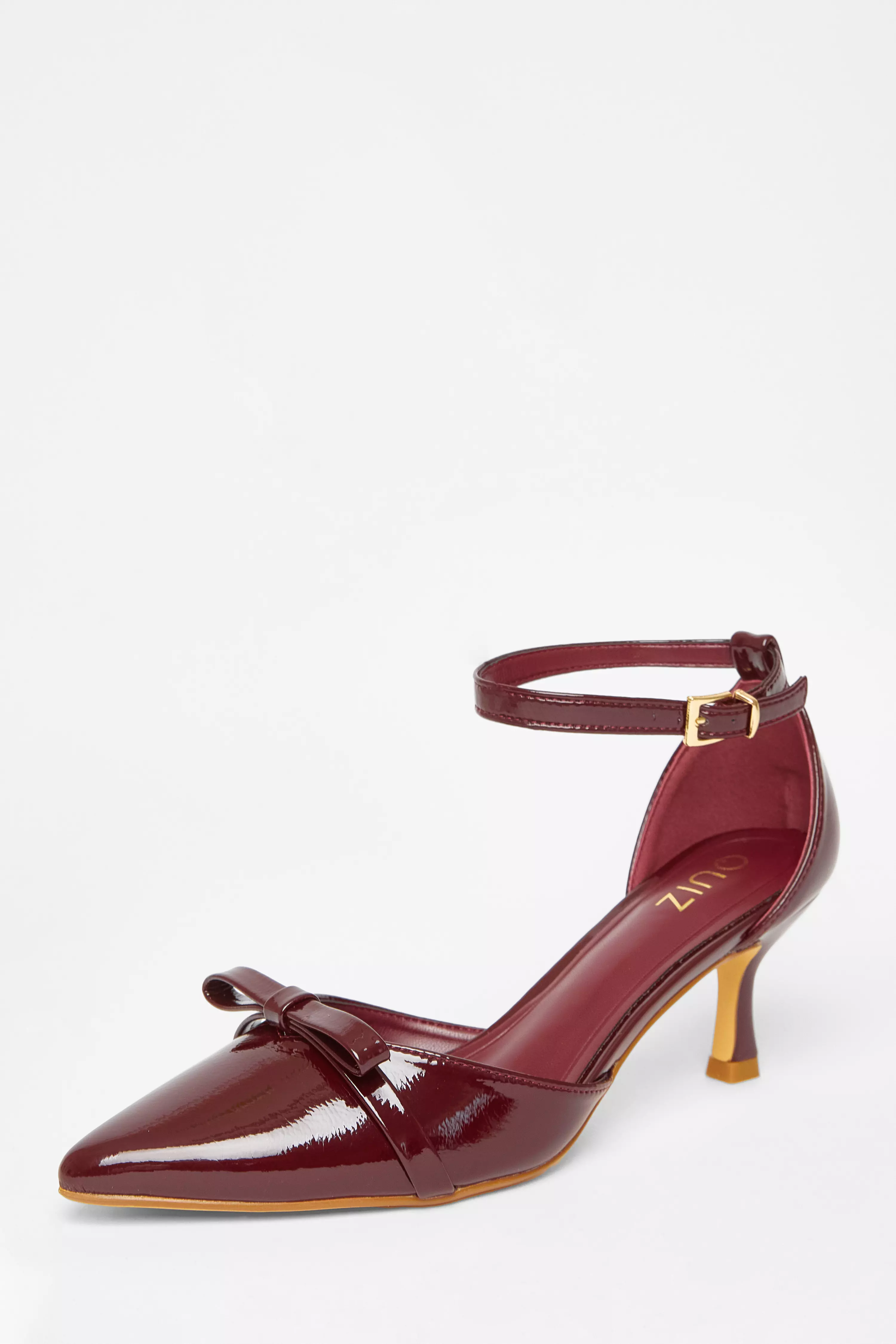 Dark Red Patent Bow Court Heels