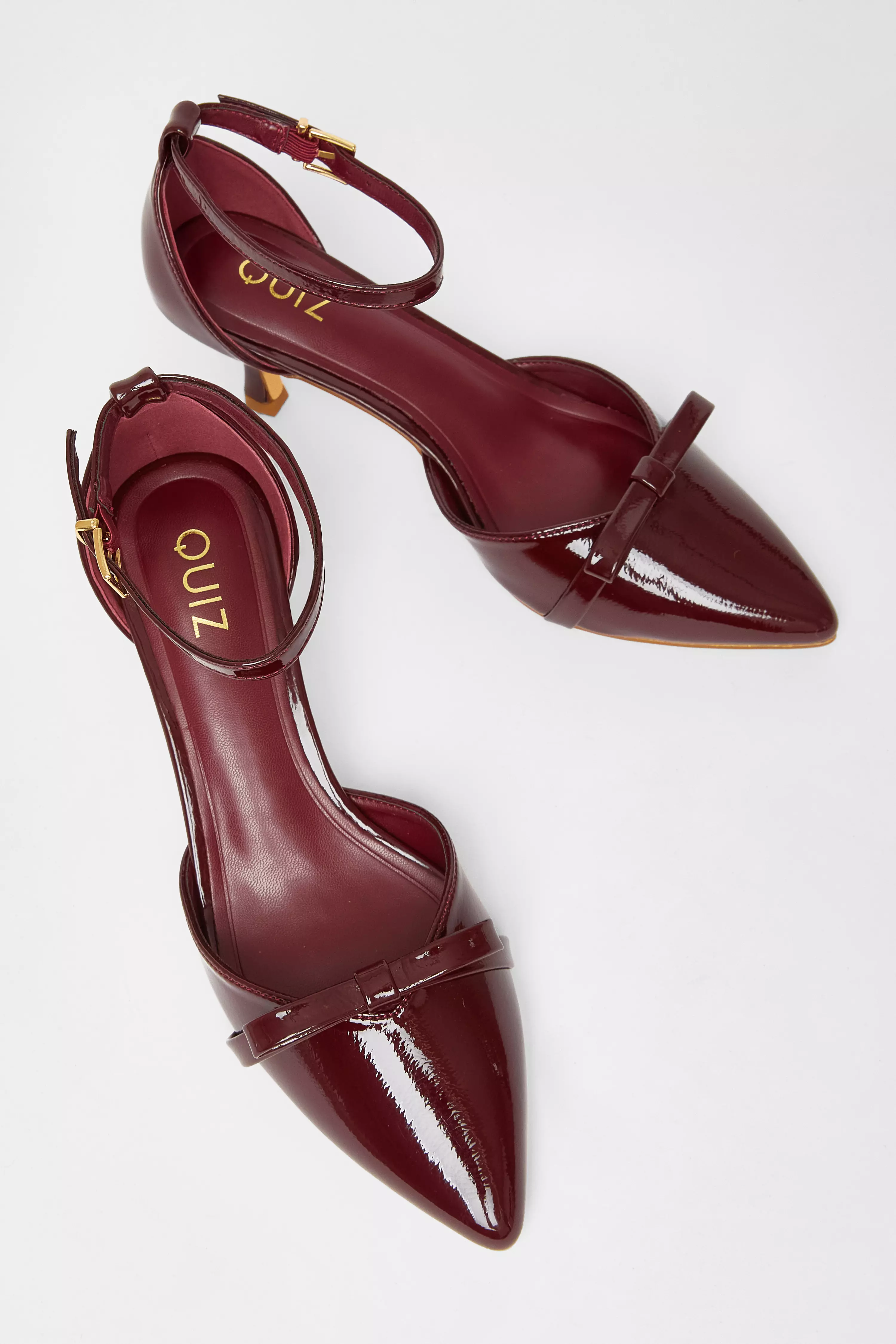 Dark Red Patent Bow Court Heels