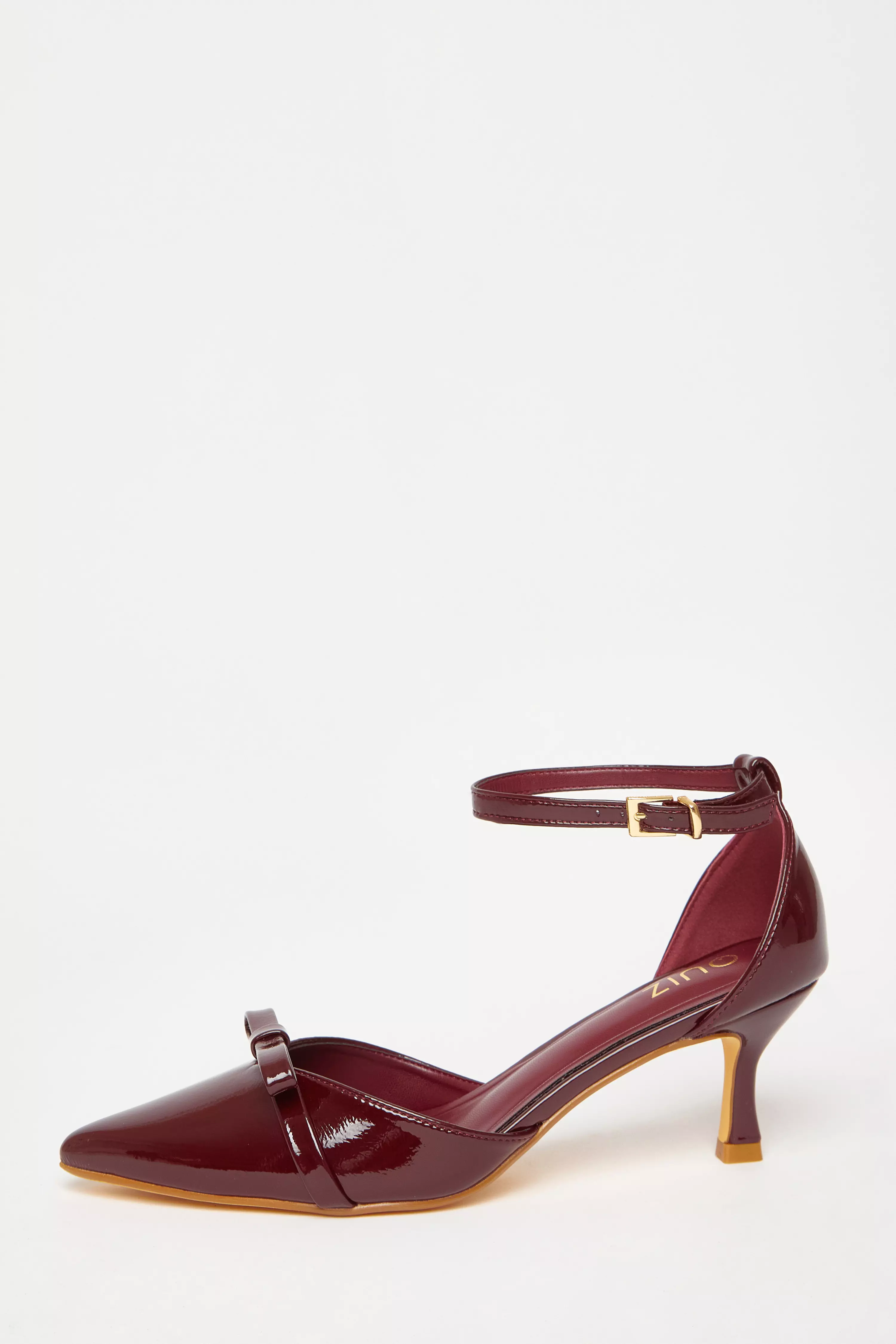 Dark Red Patent Bow Court Heels